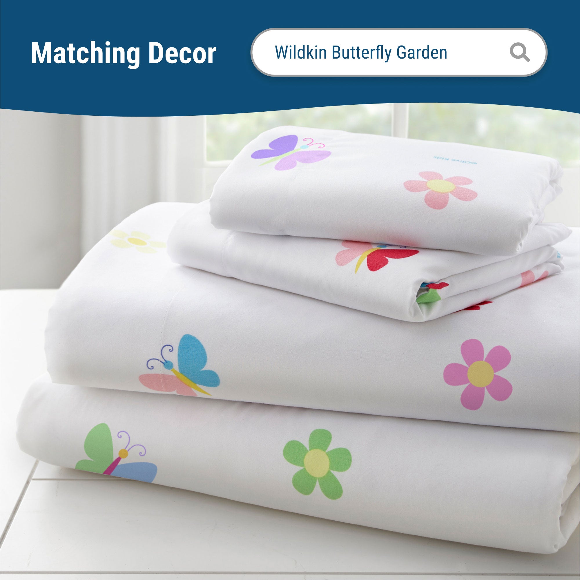 Butterfly Garden Blue Microfiber Fitted Crib Sheet