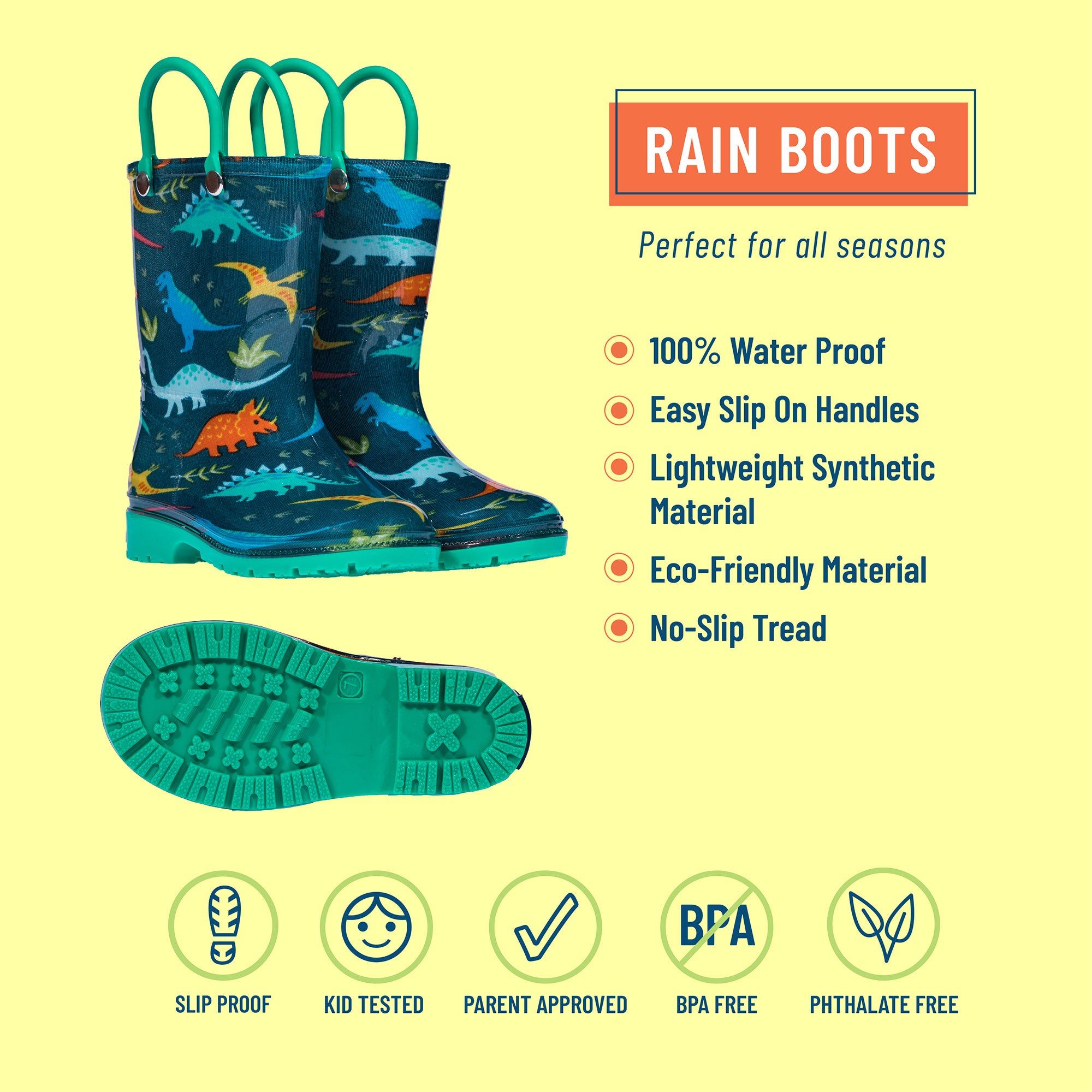 Jurassic Dinosaurs Rain Boots, size  13