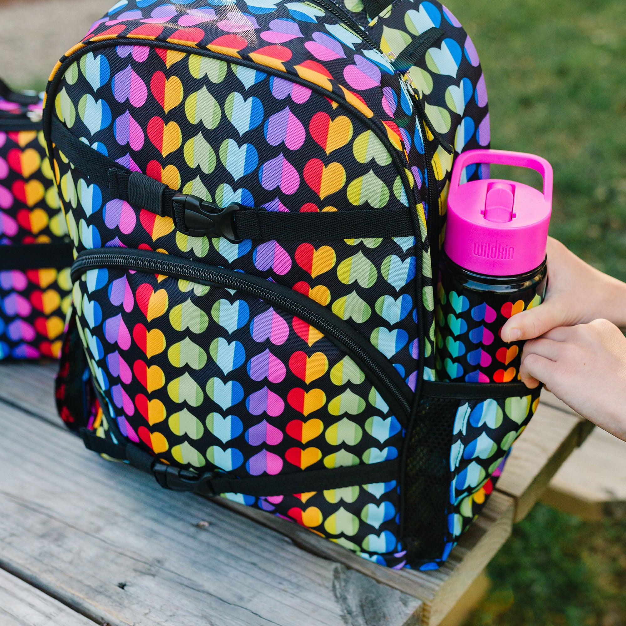 Rainbow Hearts Steel Water Bottle