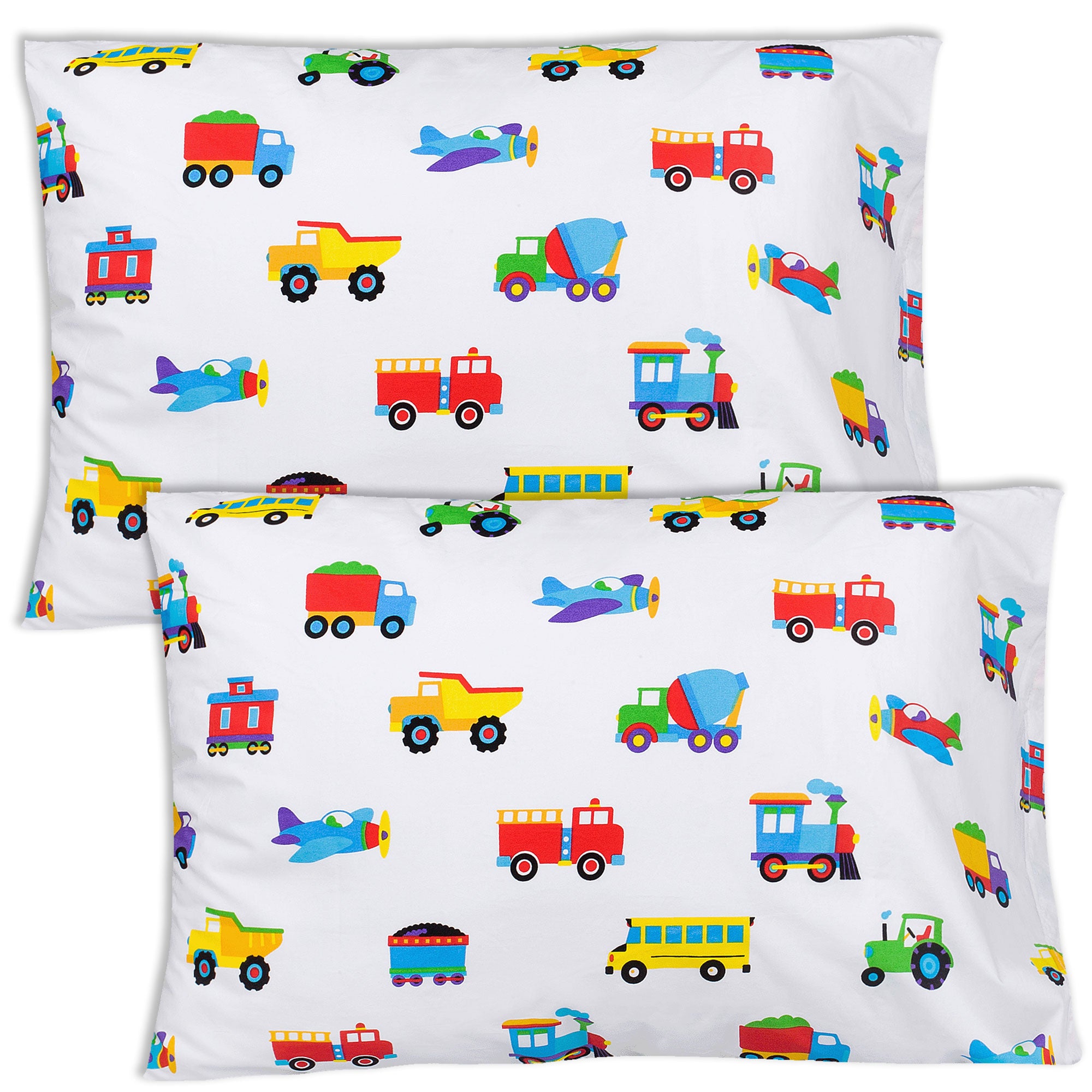 Trains, Planes & Trucks 100% Cotton Percale Pillowcase