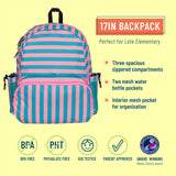 Pink Stripes 17 Inch Backpack
