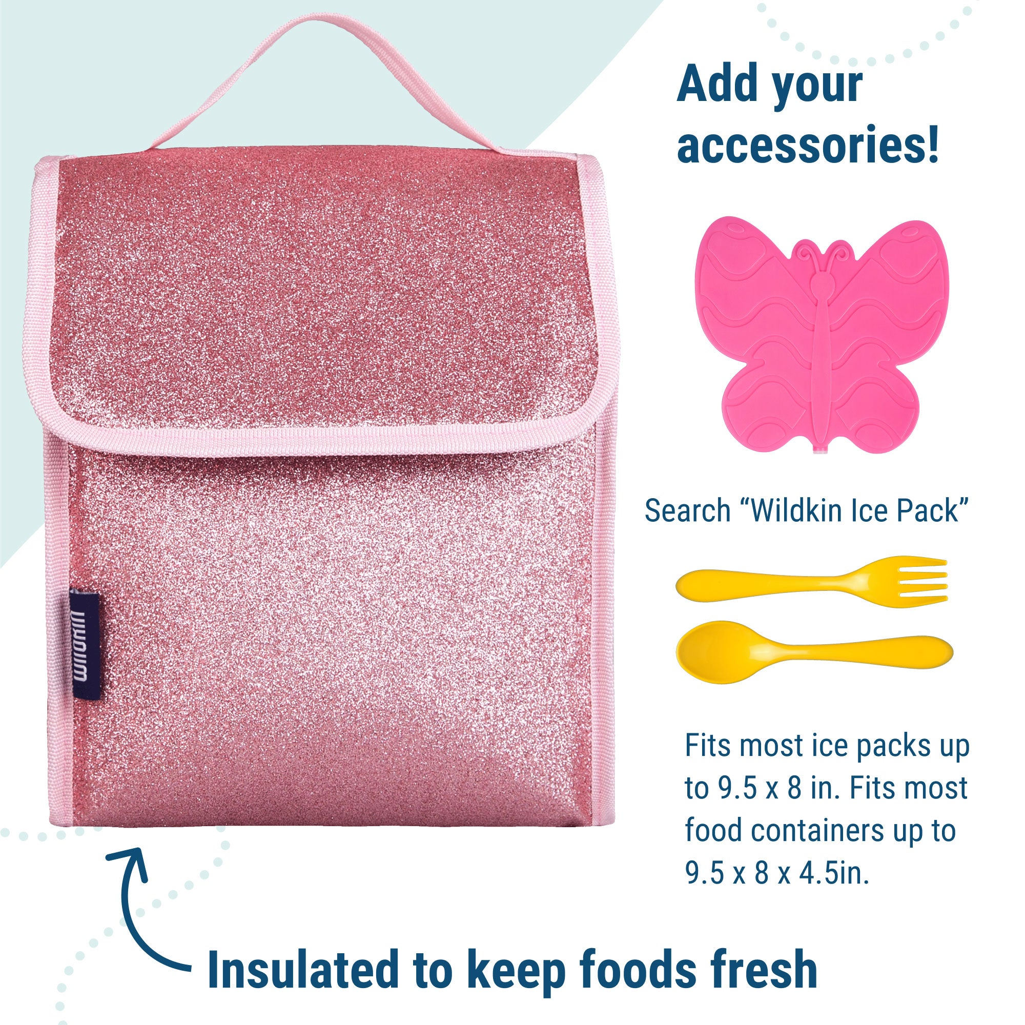 Pink Glitter Lunch Bag