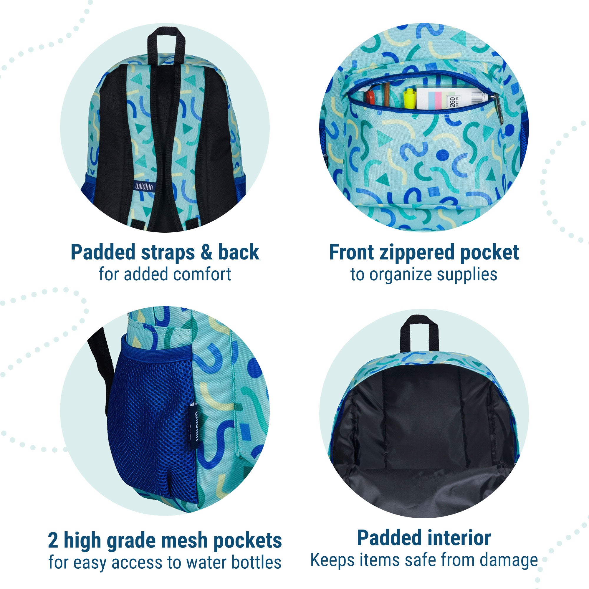 Confetti Blue 16 Inch Backpack