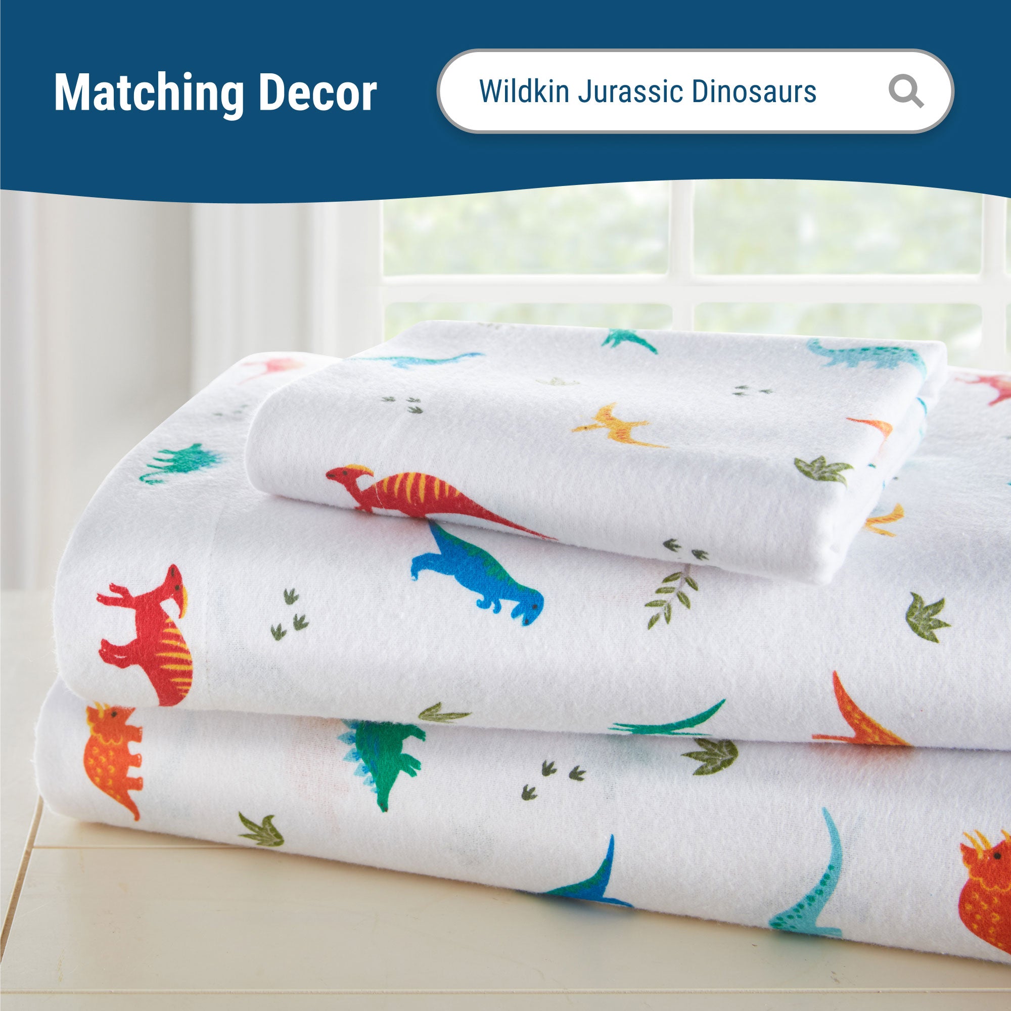 Jurassic Dinosaurs 100% Cotton Flannel Pillowcase - Standard
