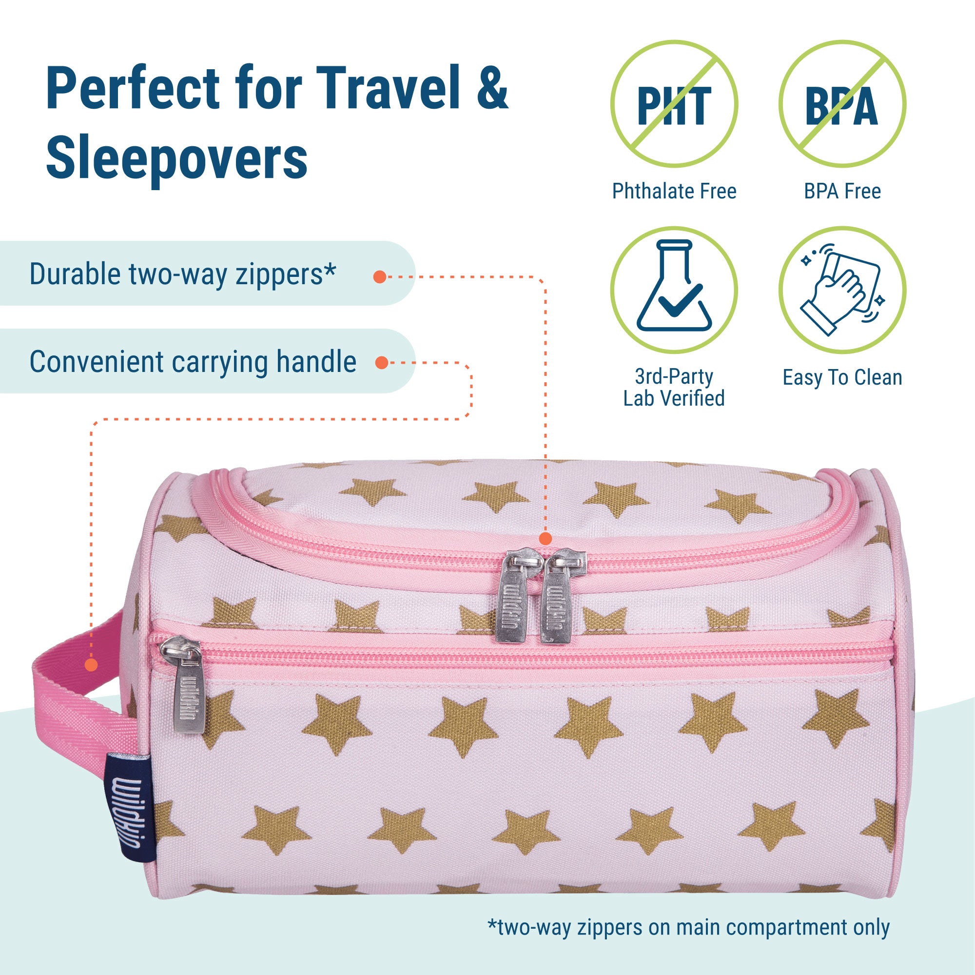 Pink and Gold Stars Toiletry Bag