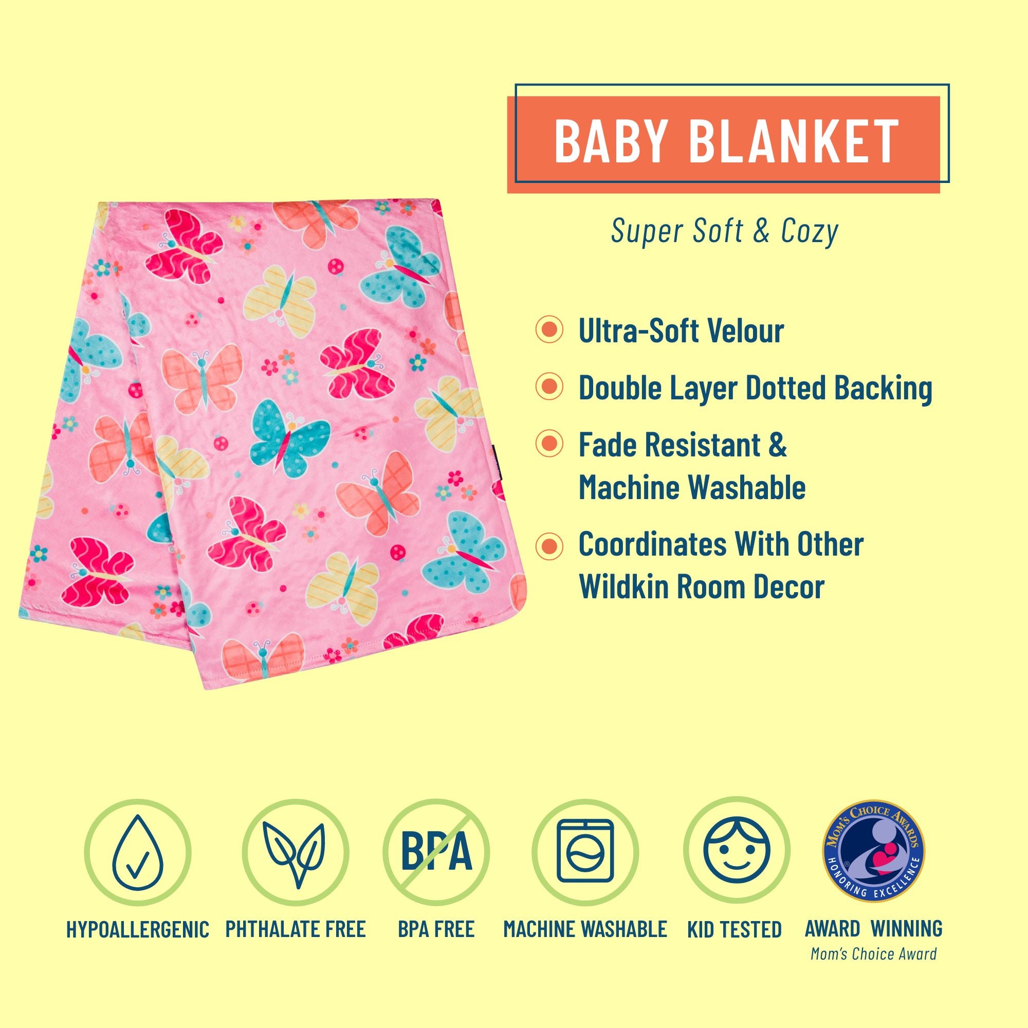 Butterfly Garden Plush Baby Blanket