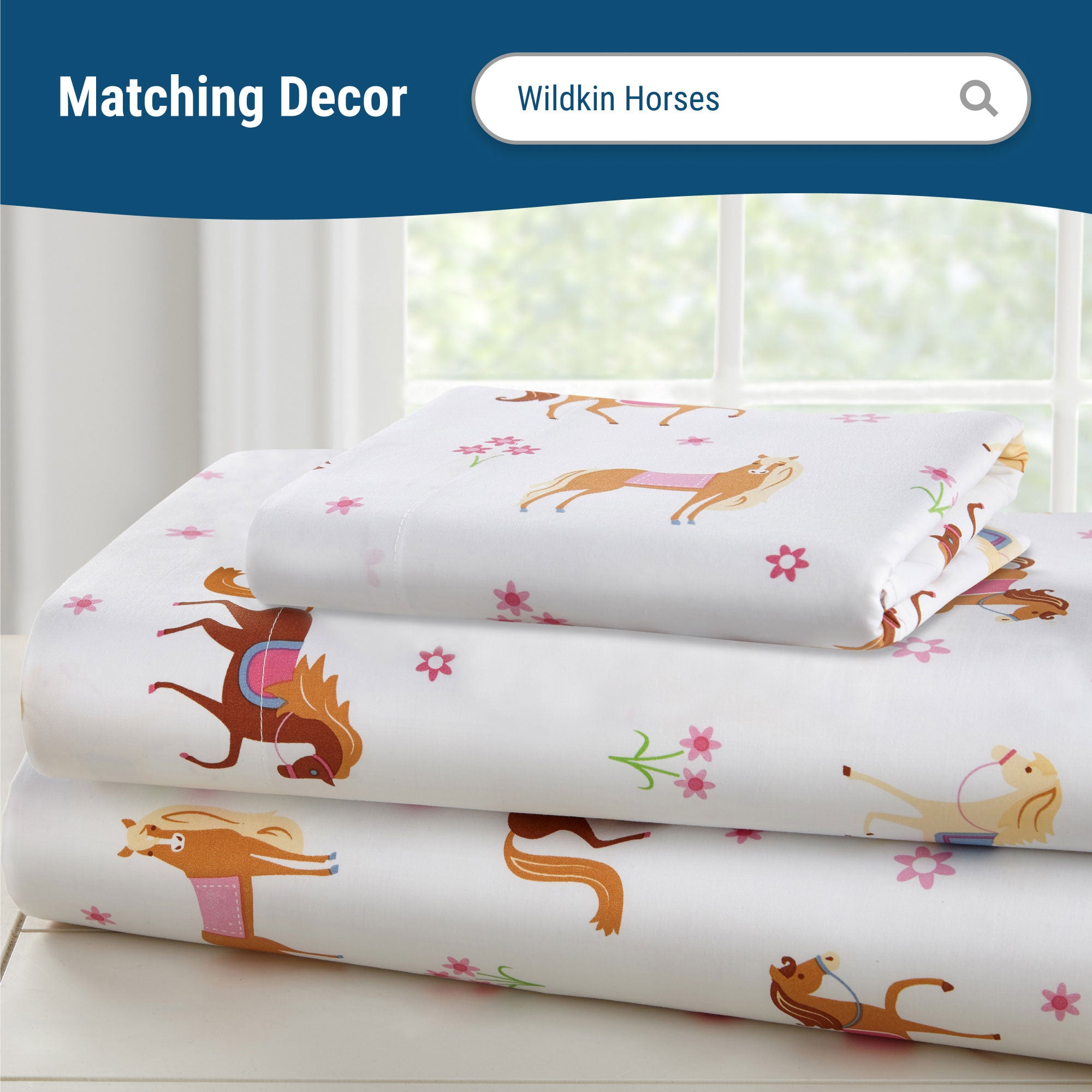 Horses 100% Cotton Percale Pillowcase