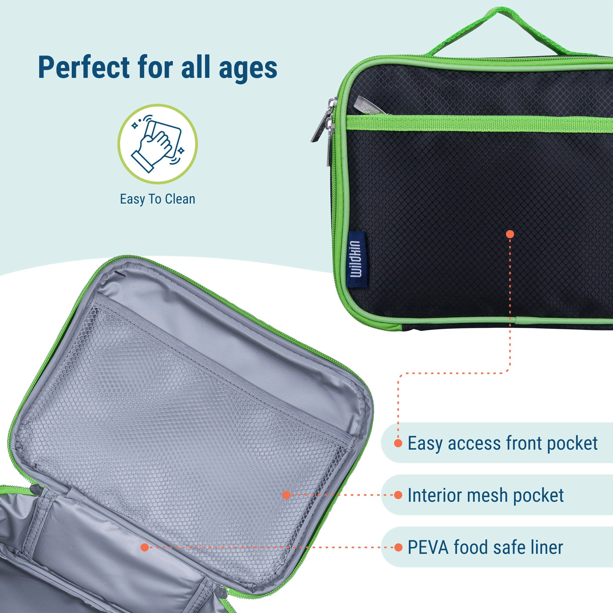 Rip-Stop Black/Green Lunch Box