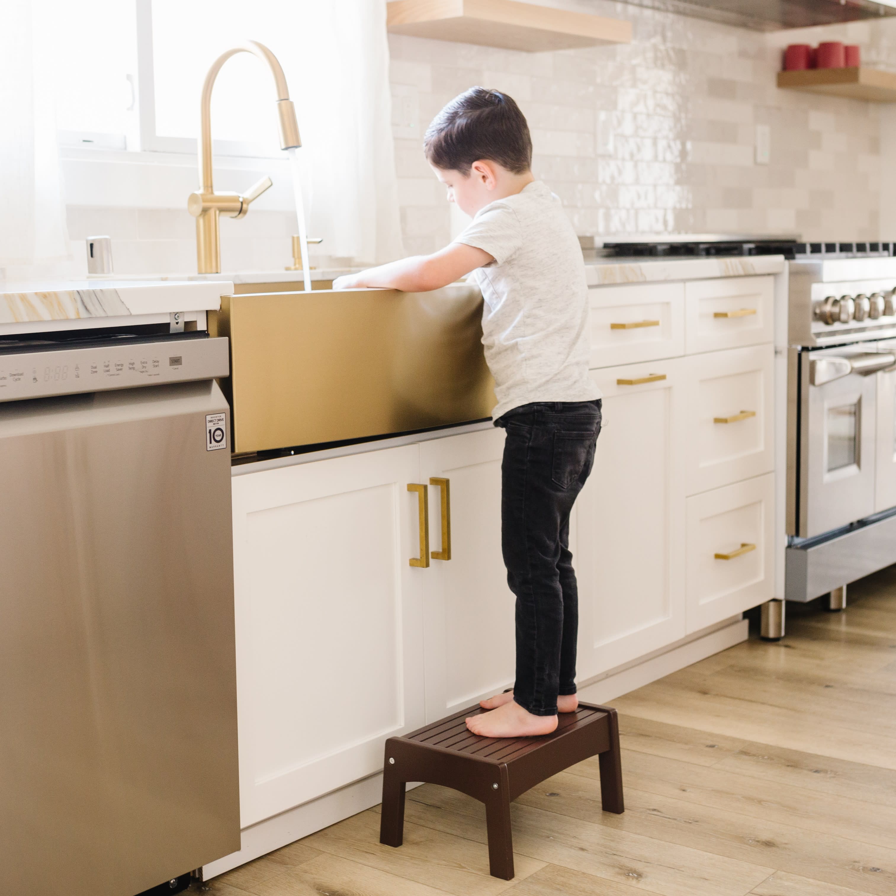 Slatted Step Stool - Espresso