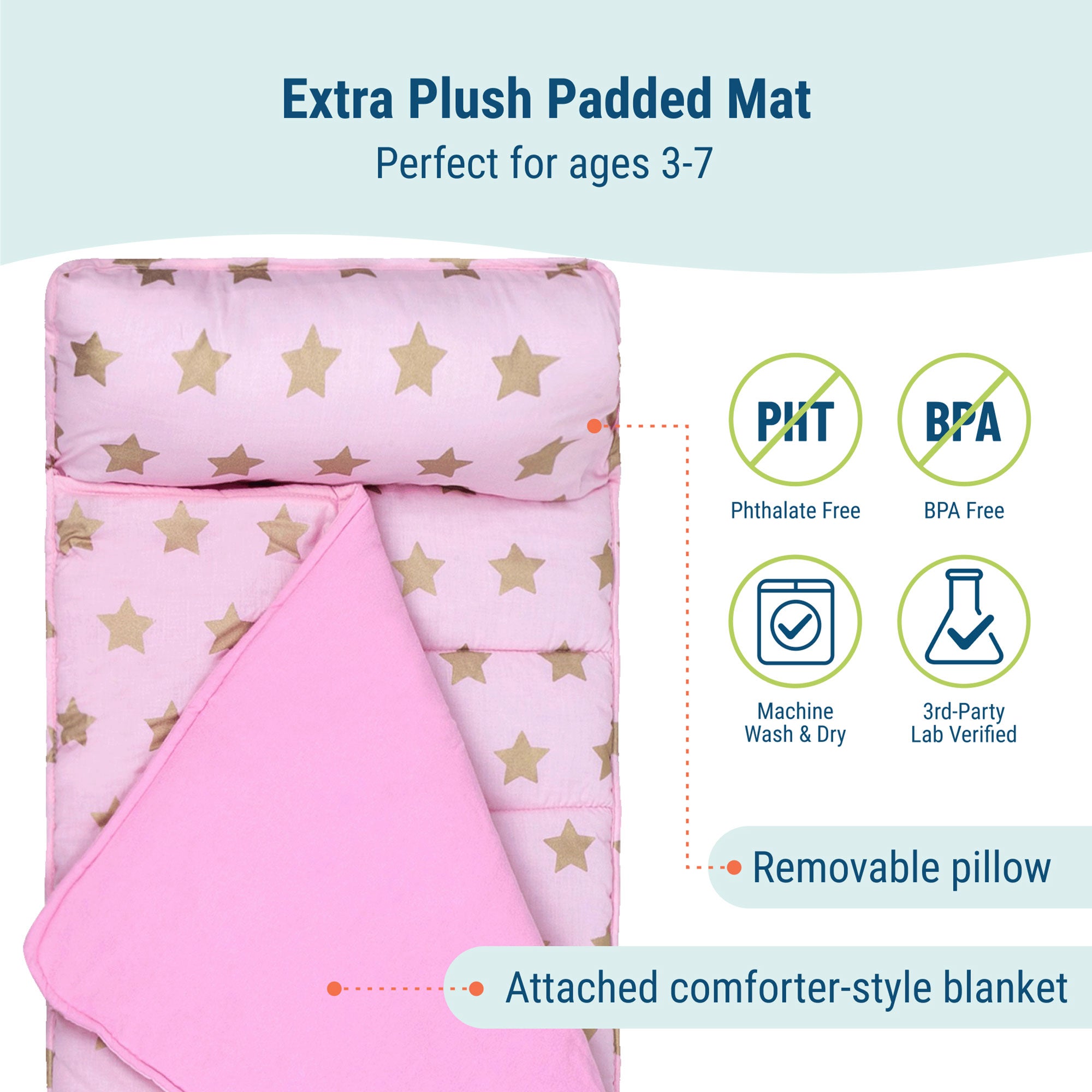 Pink and Gold Stars Original Nap Mat