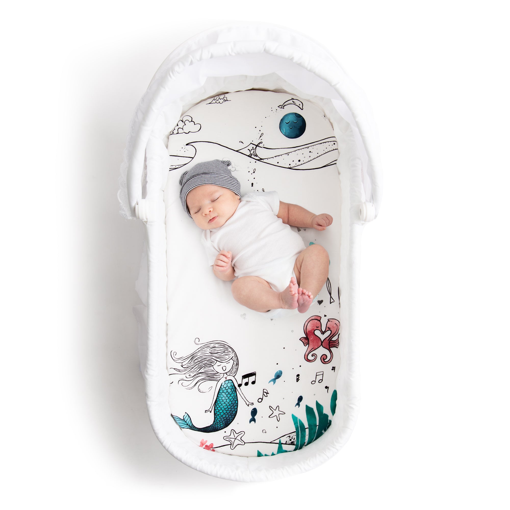 Fitted Bassinet Sheet - Moonlight Mermaid