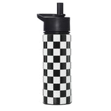 Black and White Checkered 18 oz Steel Water Bottle