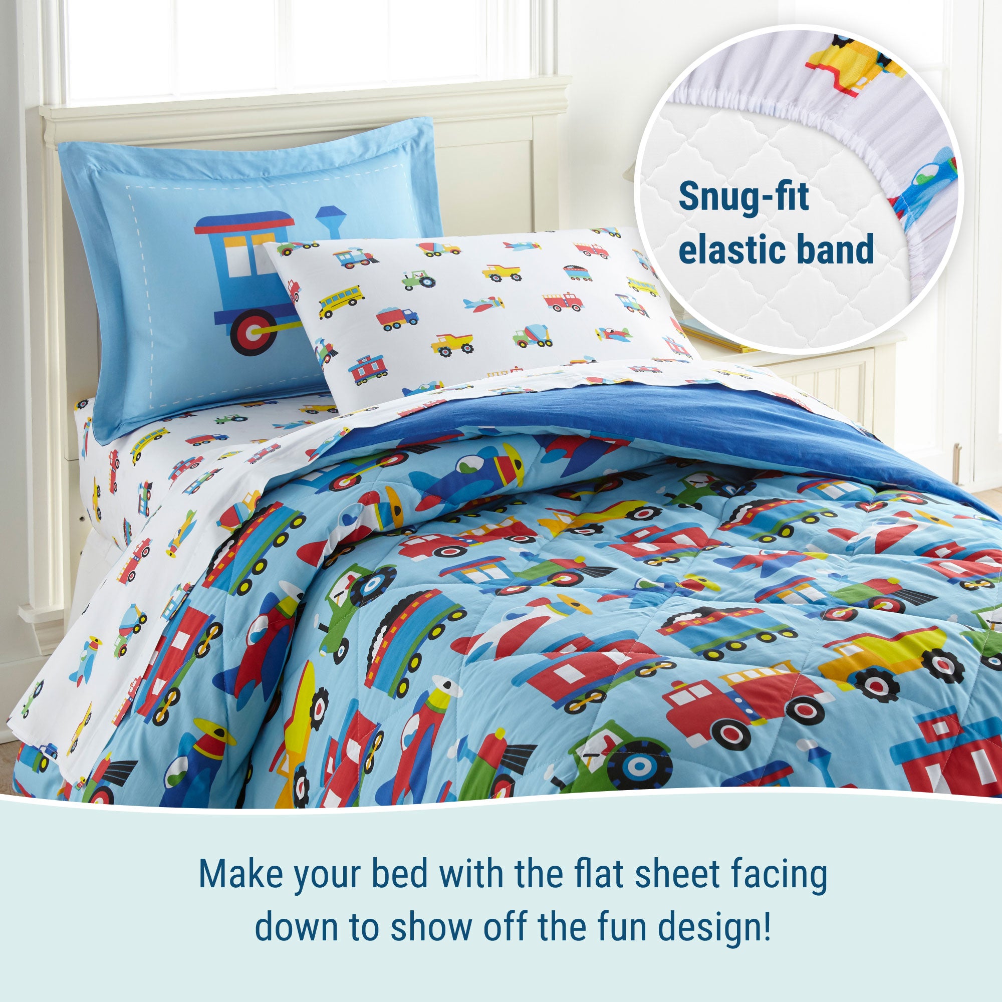 Trains, Planes & Trucks 100% Cotton Flannel Sheet Set - Twin