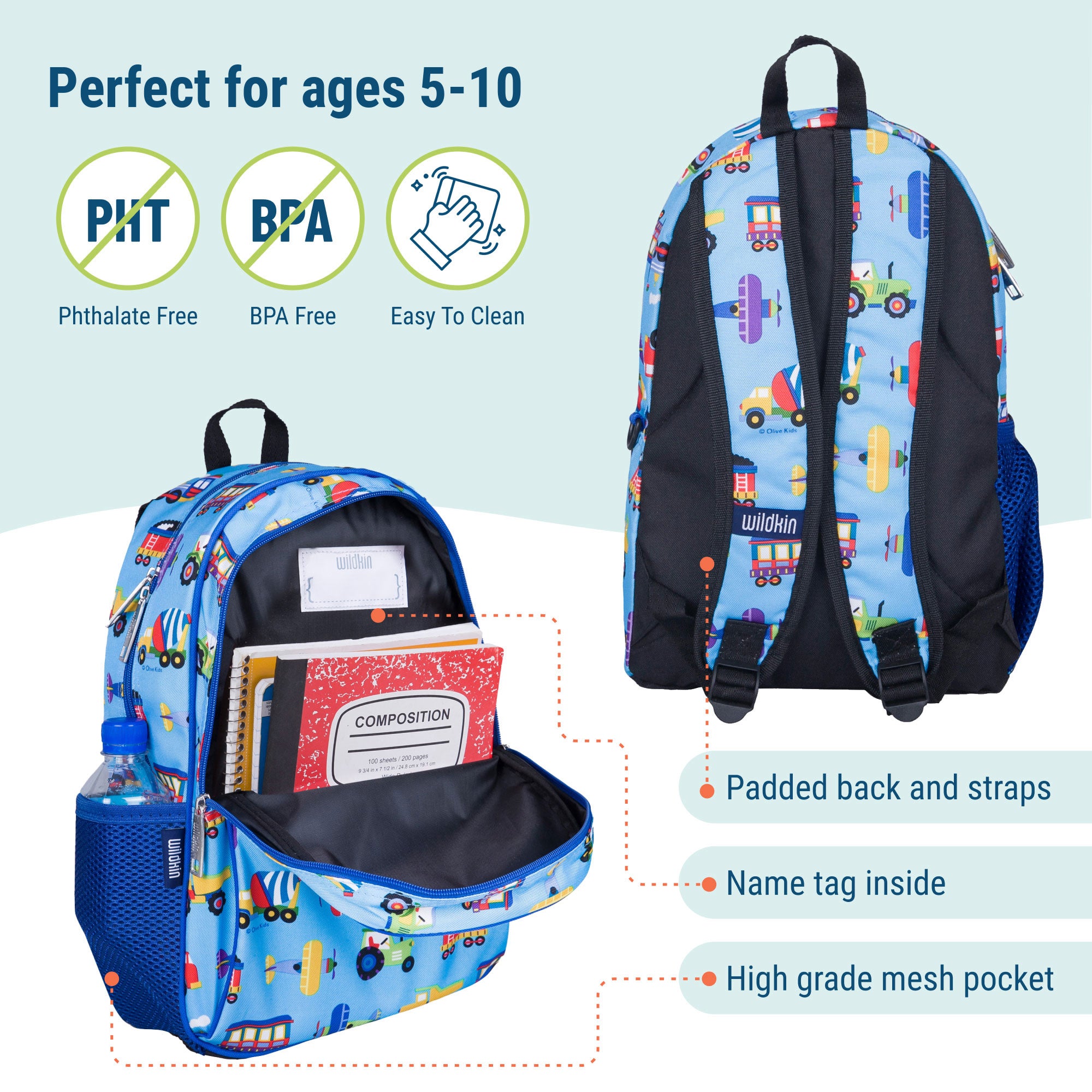 Trains, Planes & Trucks 15 Inch Backpack