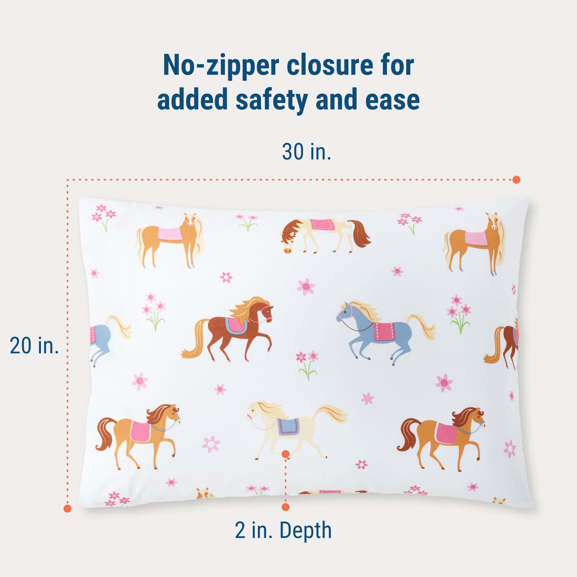 Horses 100% Cotton Pillowcase - Standard