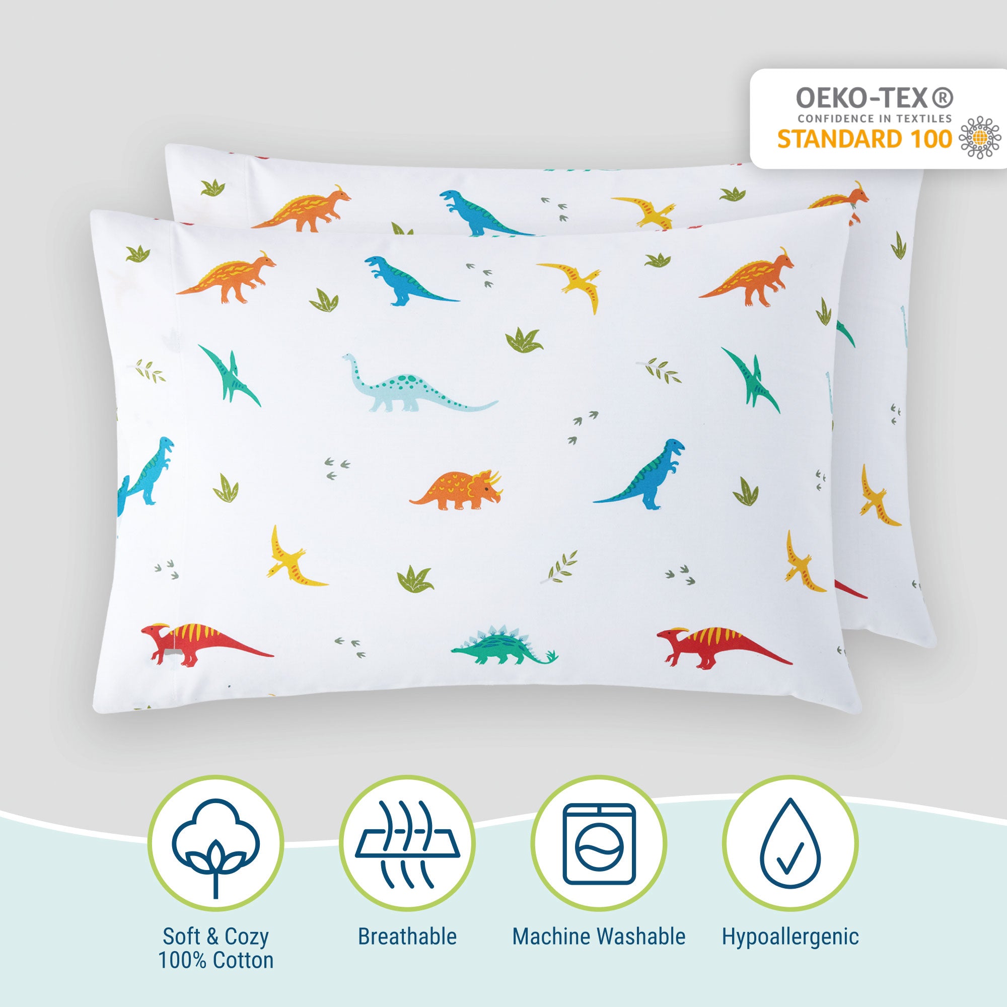Jurassic Dinosaurs 100% Cotton Percale Pillowcase