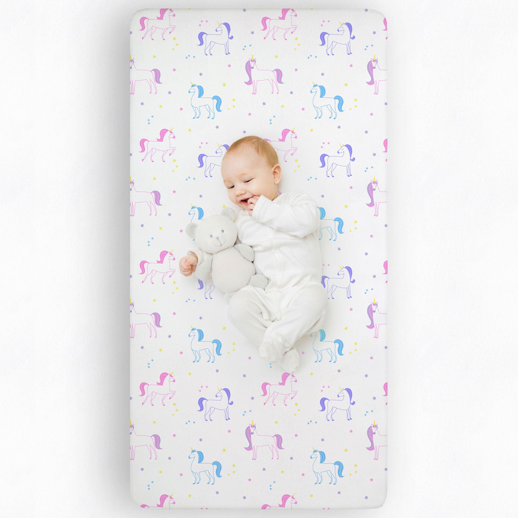 Unicorn 100% Cotton Flannel Fitted Crib Sheet