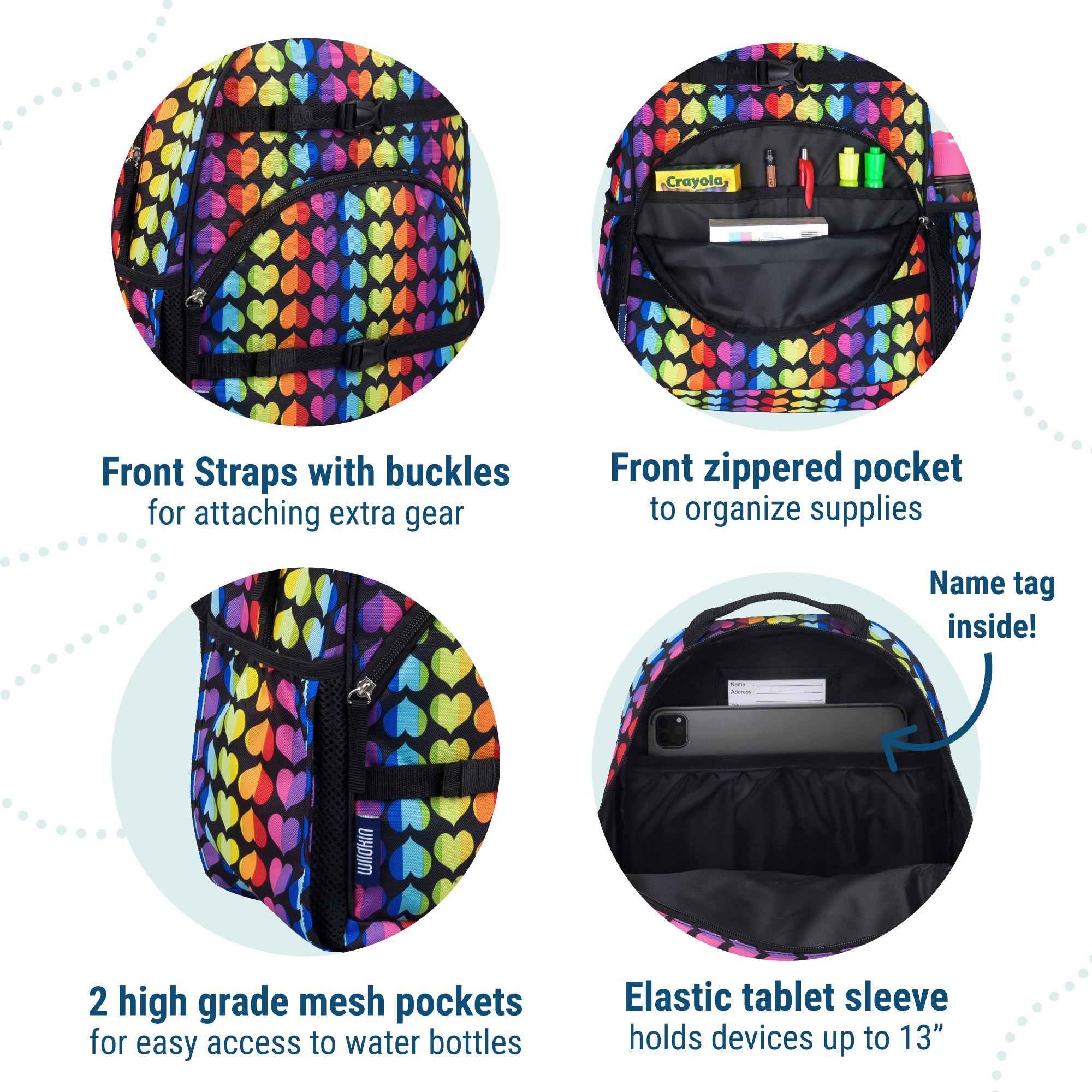 Rainbow Hearts ECO rPET Next Gen Backpack - 17 Inch / 18L