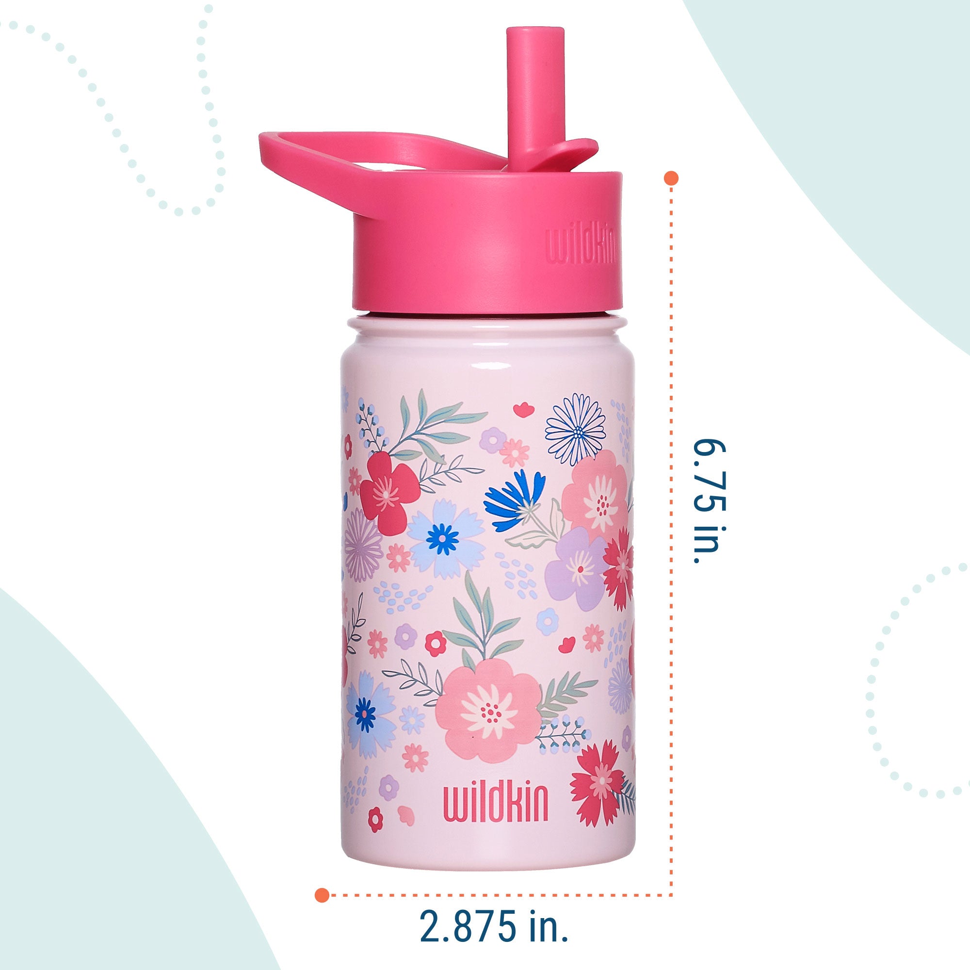 Pink Floral 14 oz Steel Water Bottle