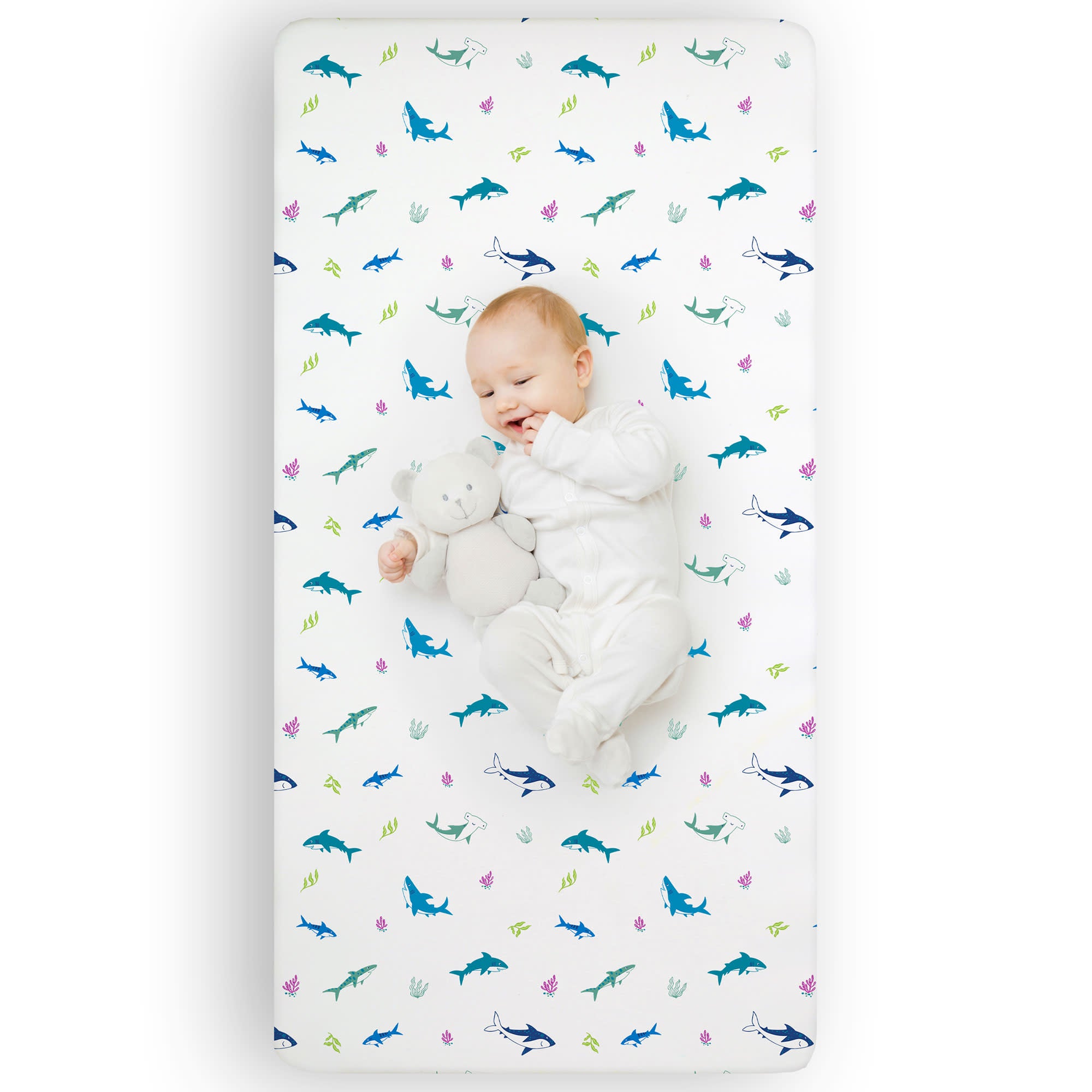 Shark Attack 100% Cotton Fitted Crib Sheet