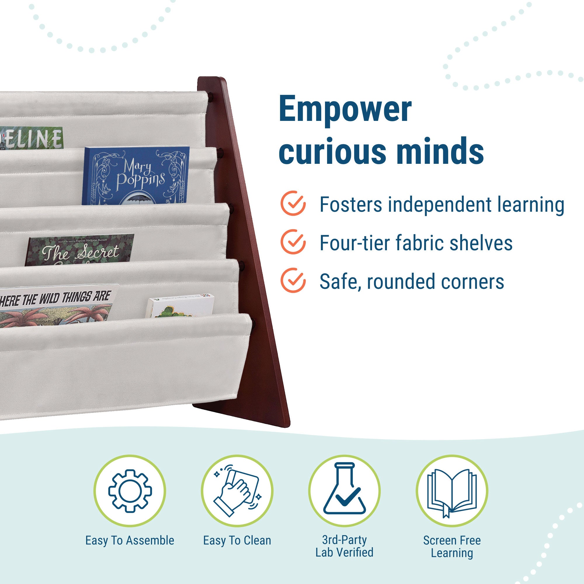 Sling Bookshelf - Cherry w/ Tan