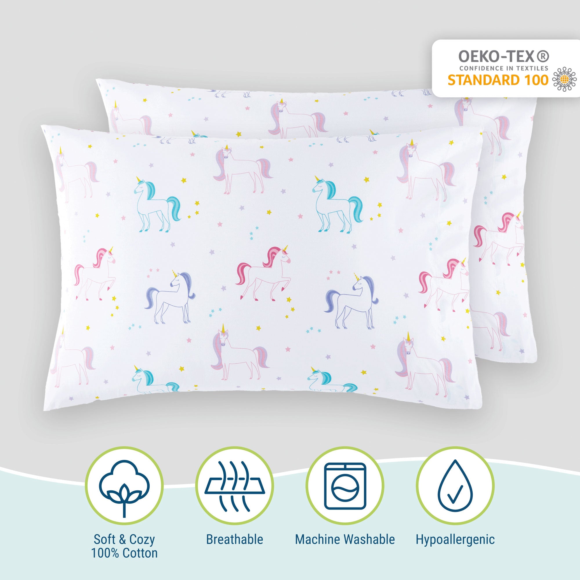 Unicorn 100% Cotton Percale Pillowcase