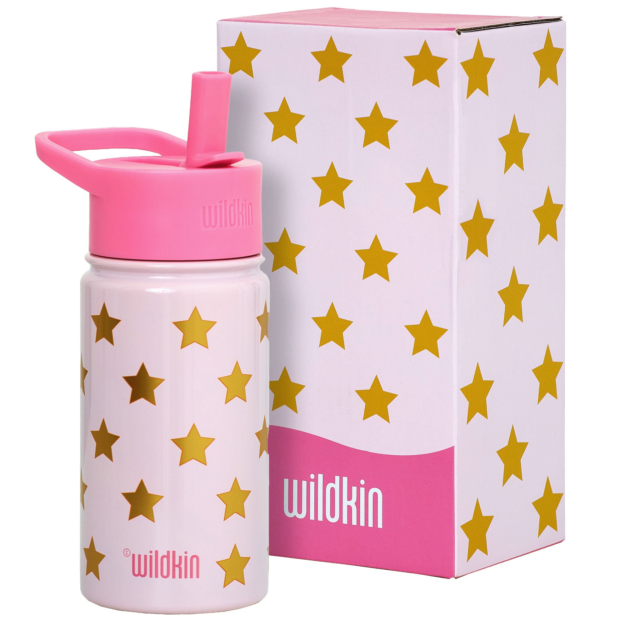 Pink and Gold Stars 14 oz Steel Bottle
