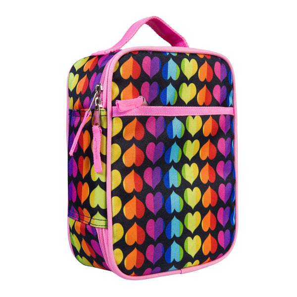 Wildkin Rainbow Hearts Munch N Lunch Bag, Black