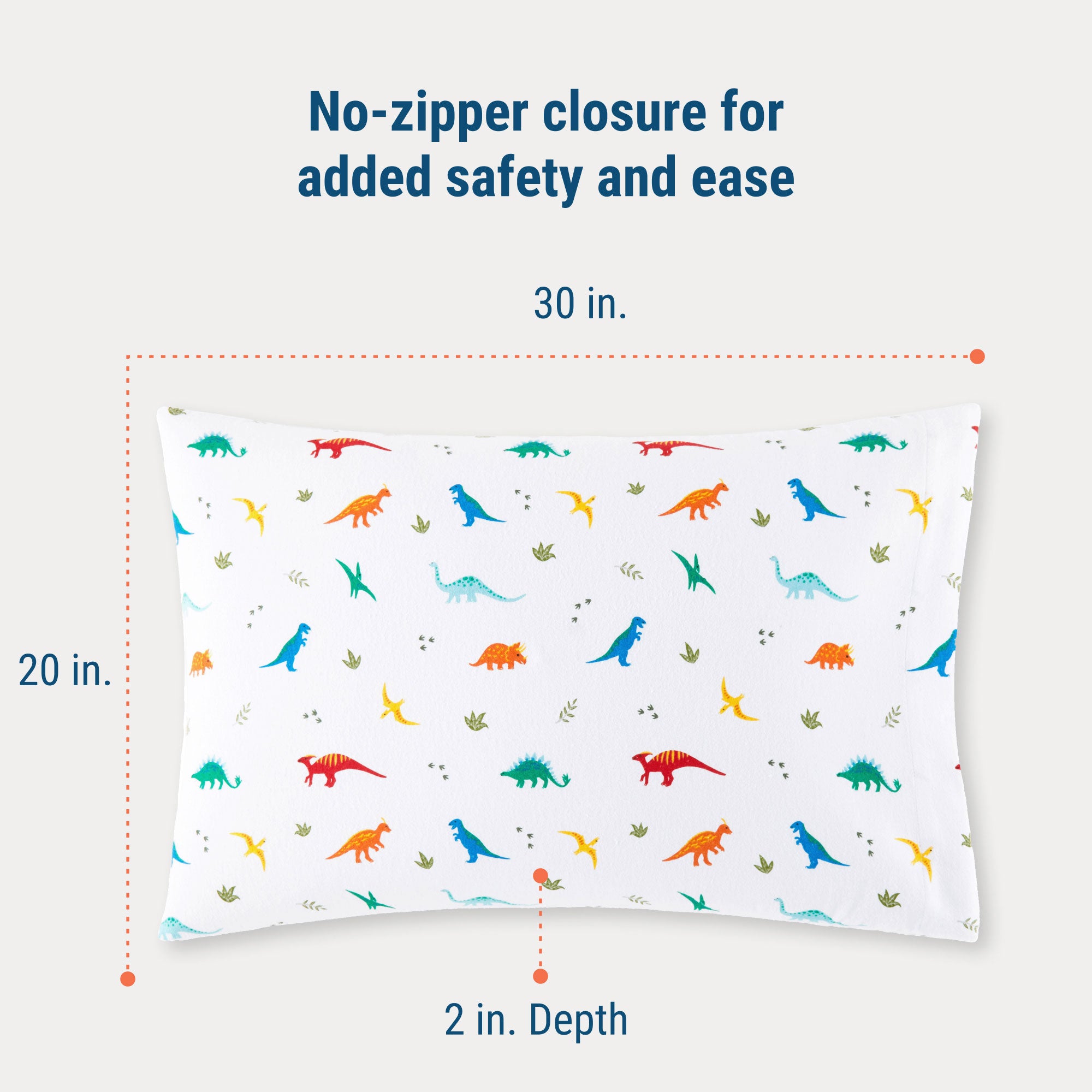 Jurassic Dinosaurs 100% Cotton Flannel Pillowcase - Standard