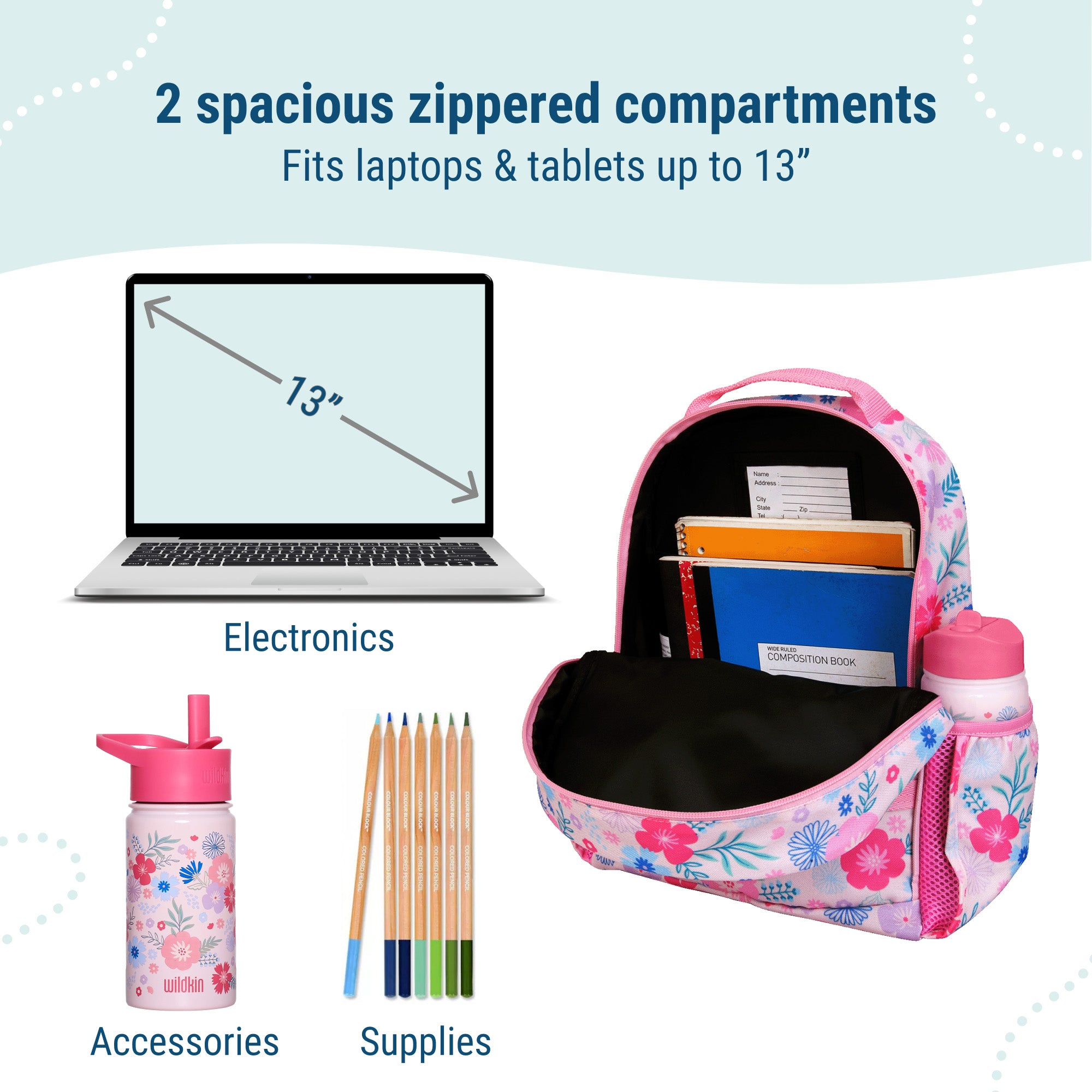 Pink Floral ECO rPET Next Gen Backpack - 15 Inch / 12L