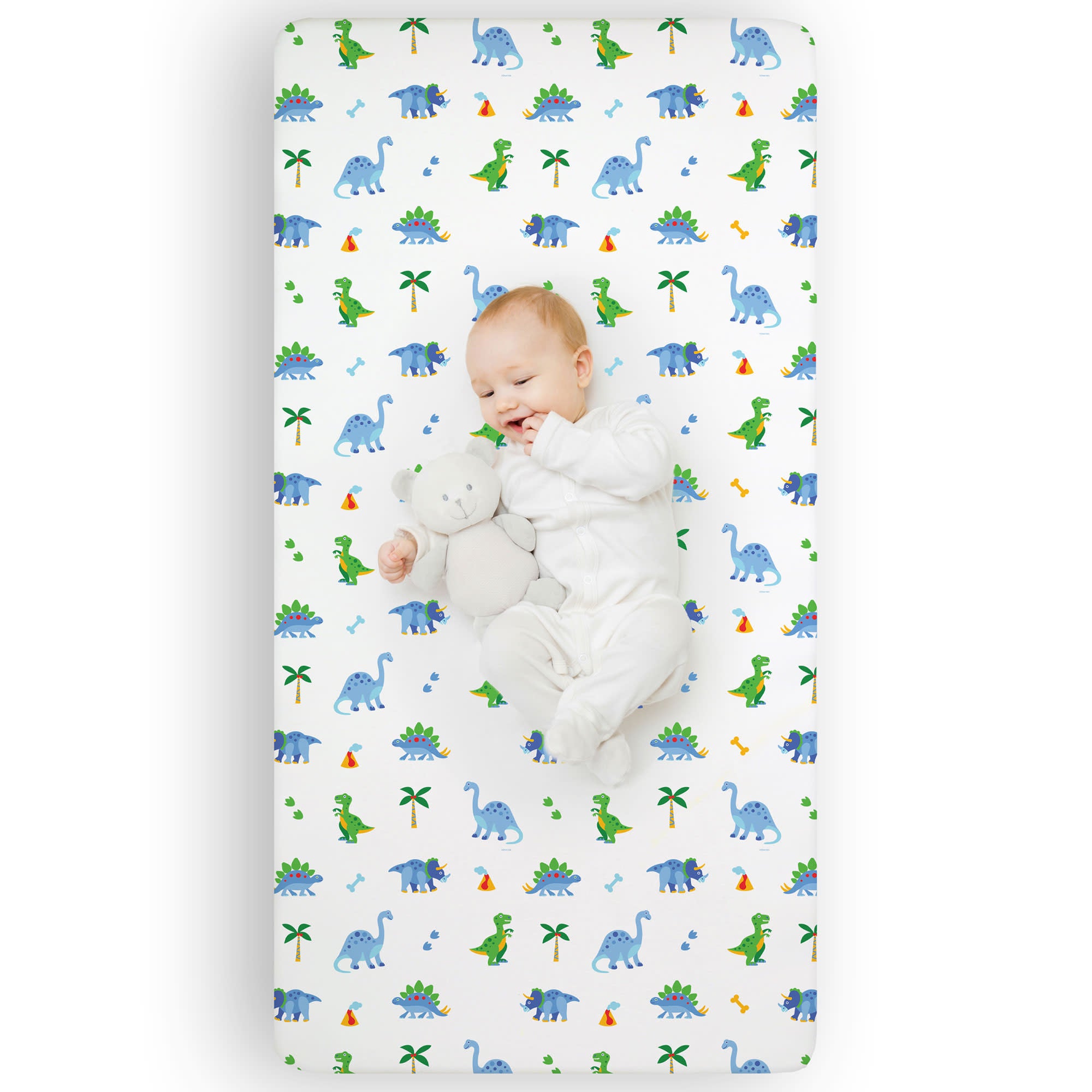 Dinosaur Land Microfiber Fitted Crib Sheet