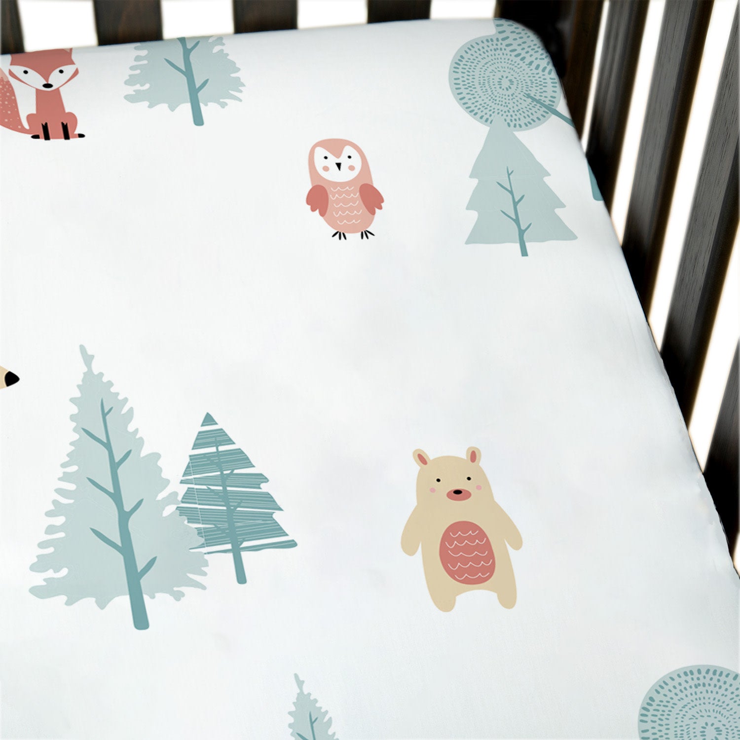 100% Cotton Fitted Crib Sheets - Woodland & Rainbows - 2 Pack