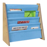 Premium Sling Bookshelf - Natural w/ Sky Blue