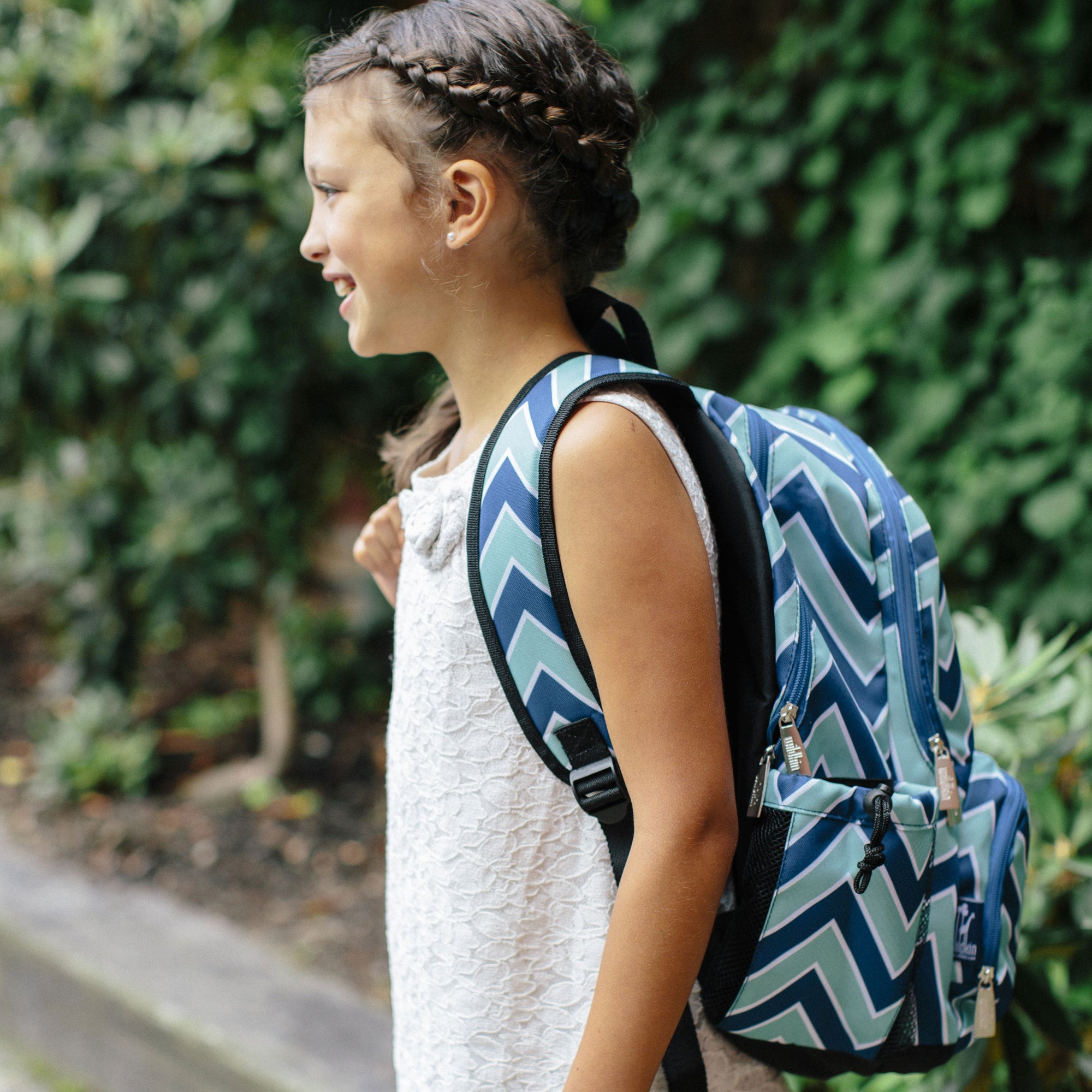 Chevron Blue 17 Inch Backpack