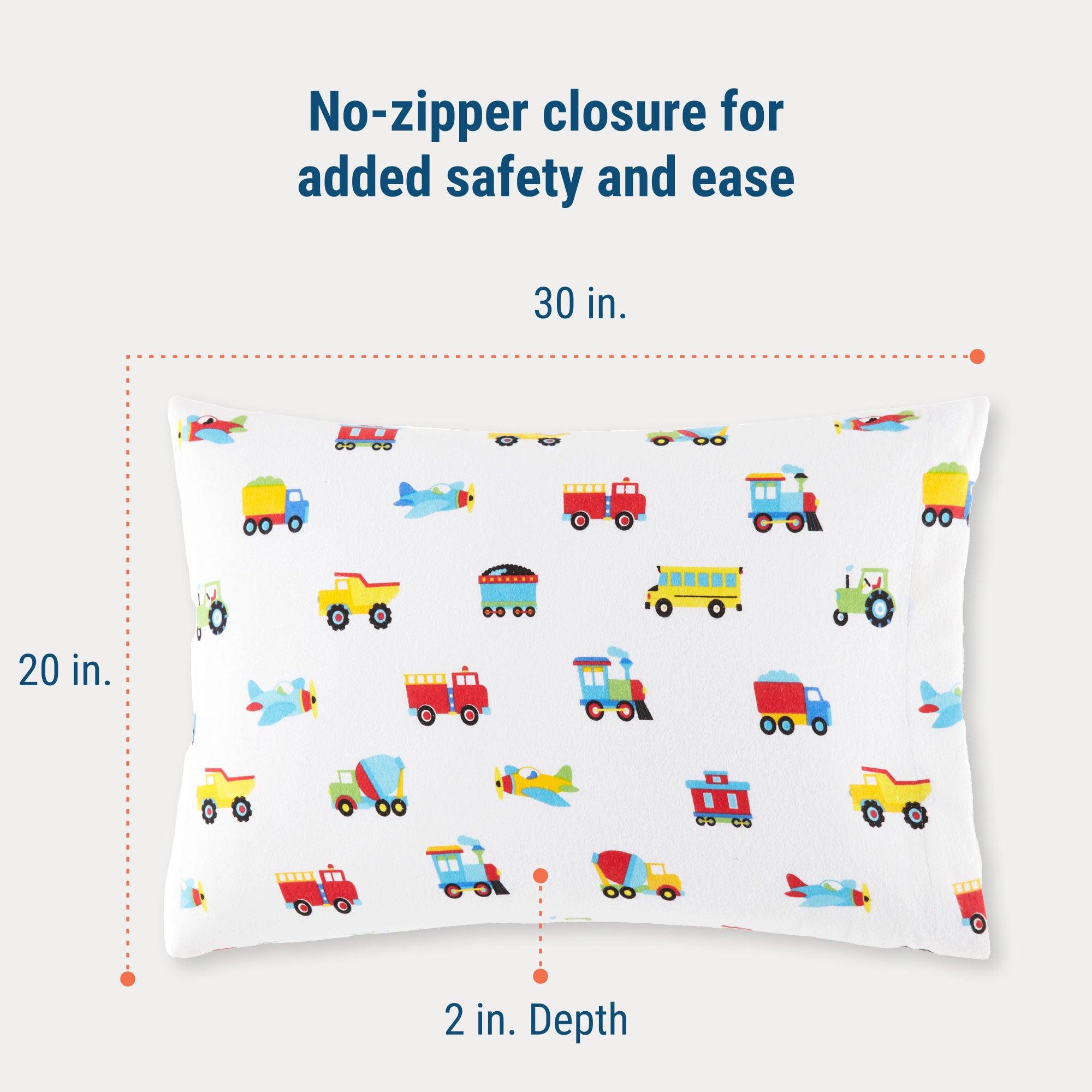 Trains, Planes & Trucks 100% Cotton Flannel Pillowcase