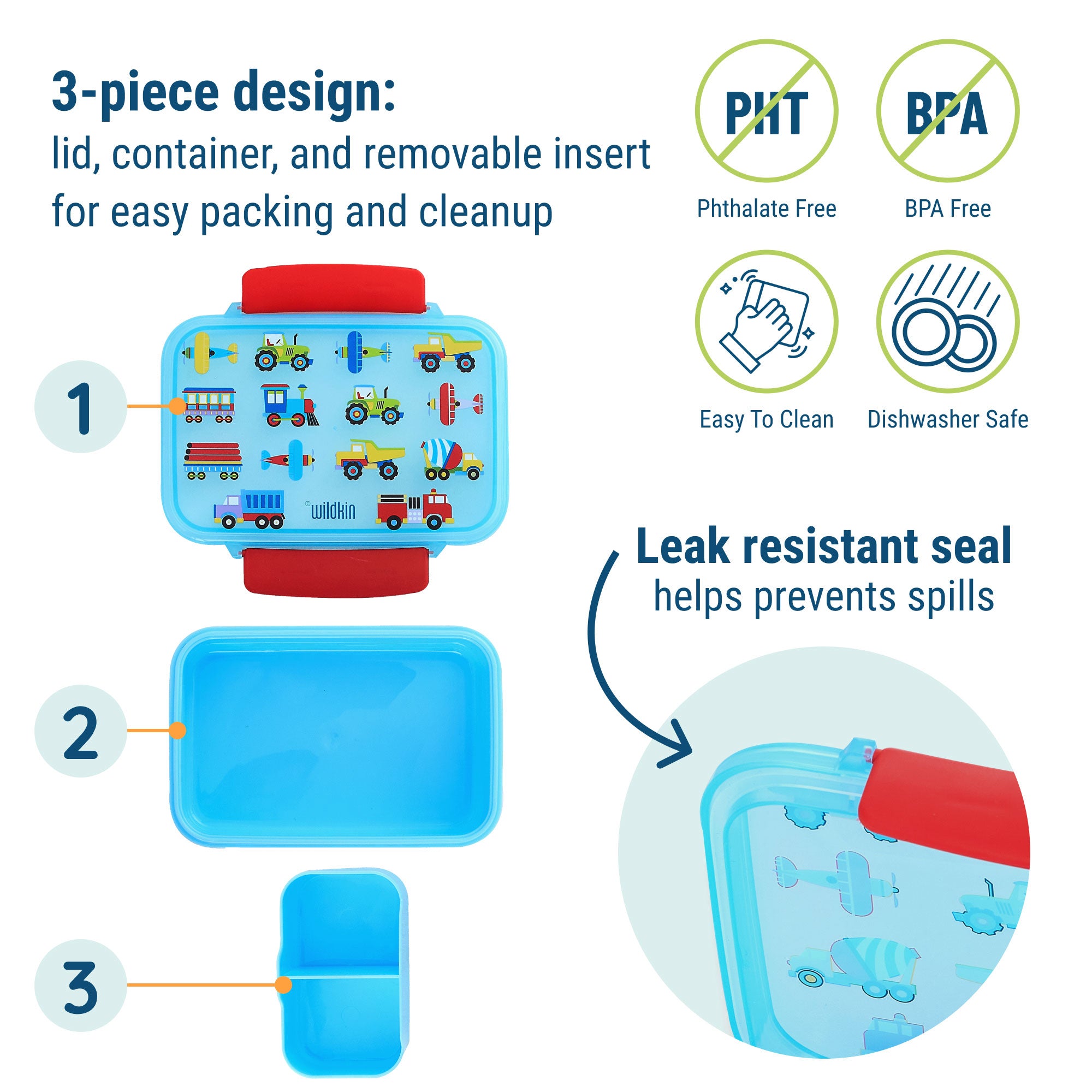 Trains, Planes & Trucks Reusable Food Container Bento Box