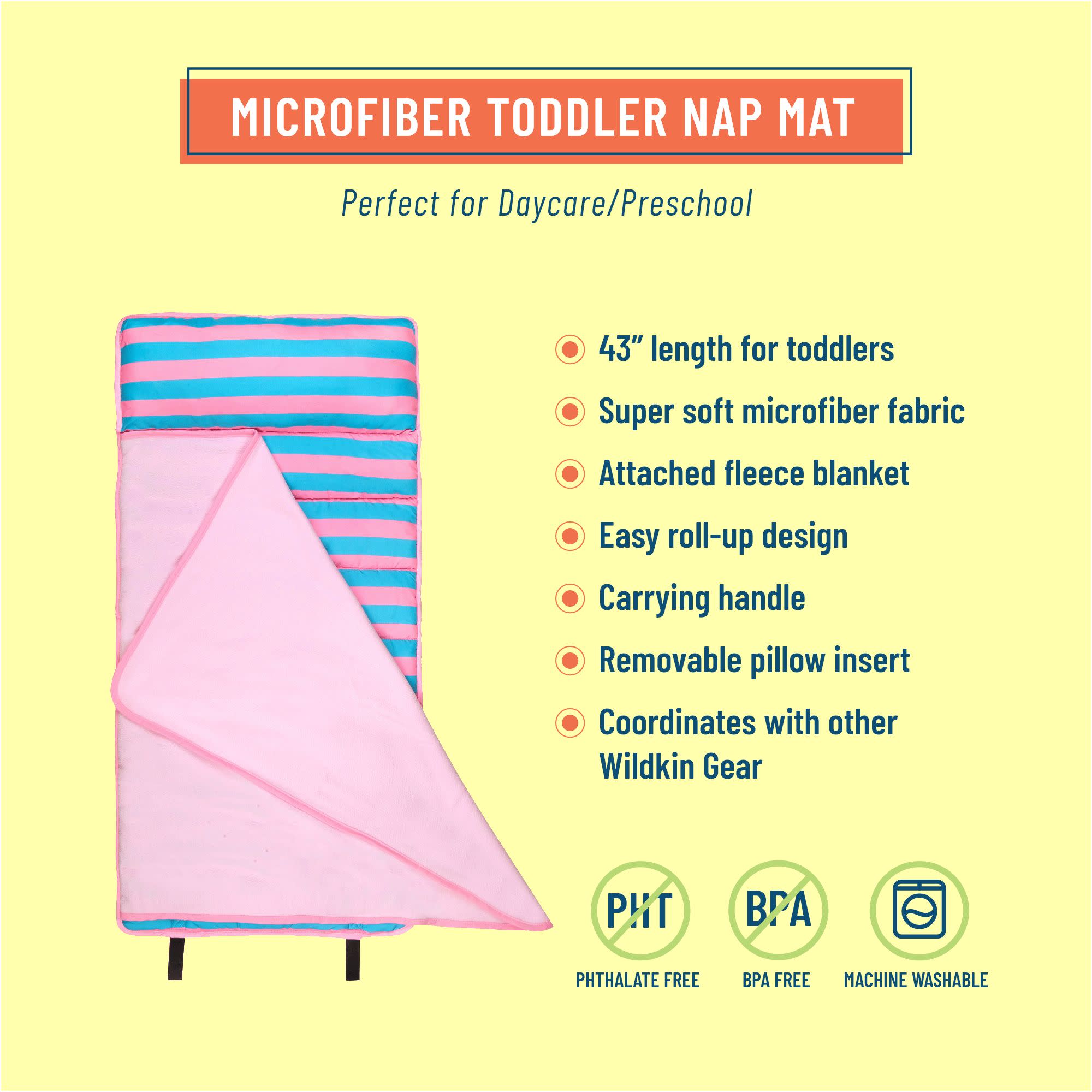 Pink Stripes Microfiber Toddler Nap Mat