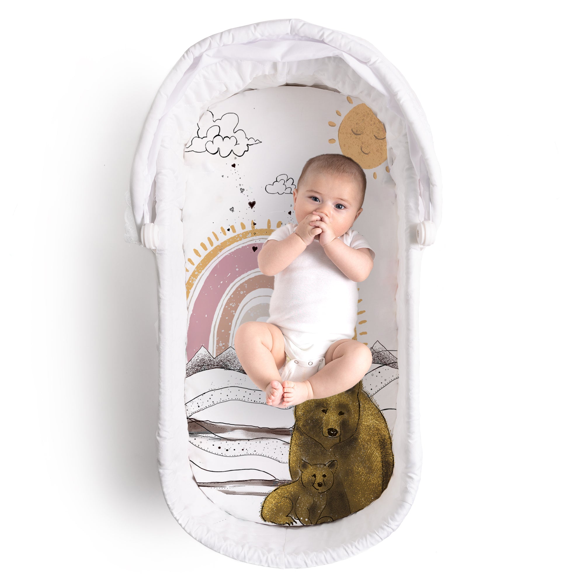 Fitted Bassinet Sheet - Rainbow Bears