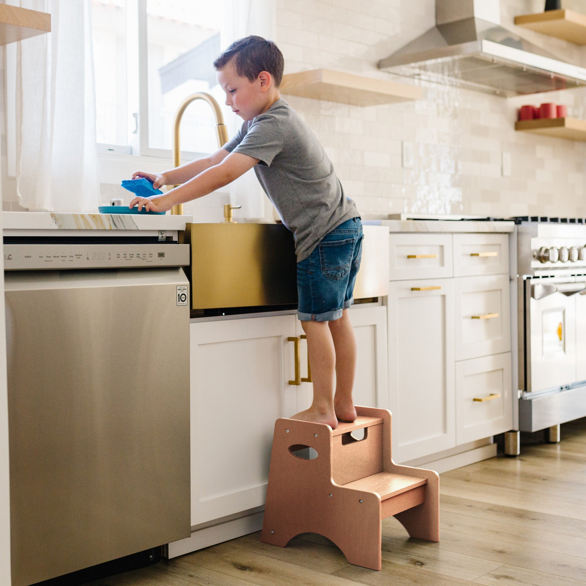 Two Step Stool - Oak Finish