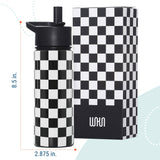 Black and White Checkered 18 oz Steel Water Bottle