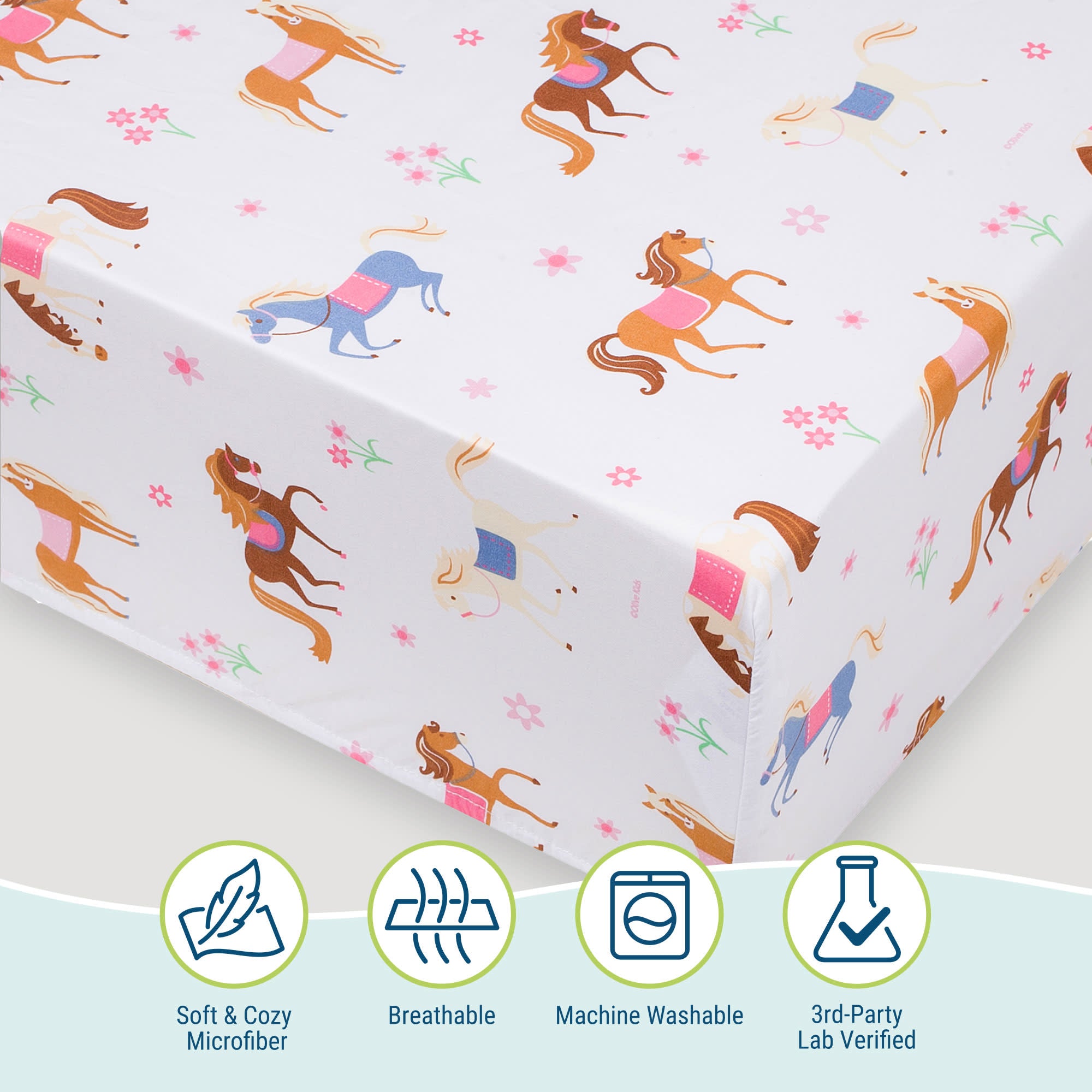 Horses Microfiber Fitted Crib Sheet