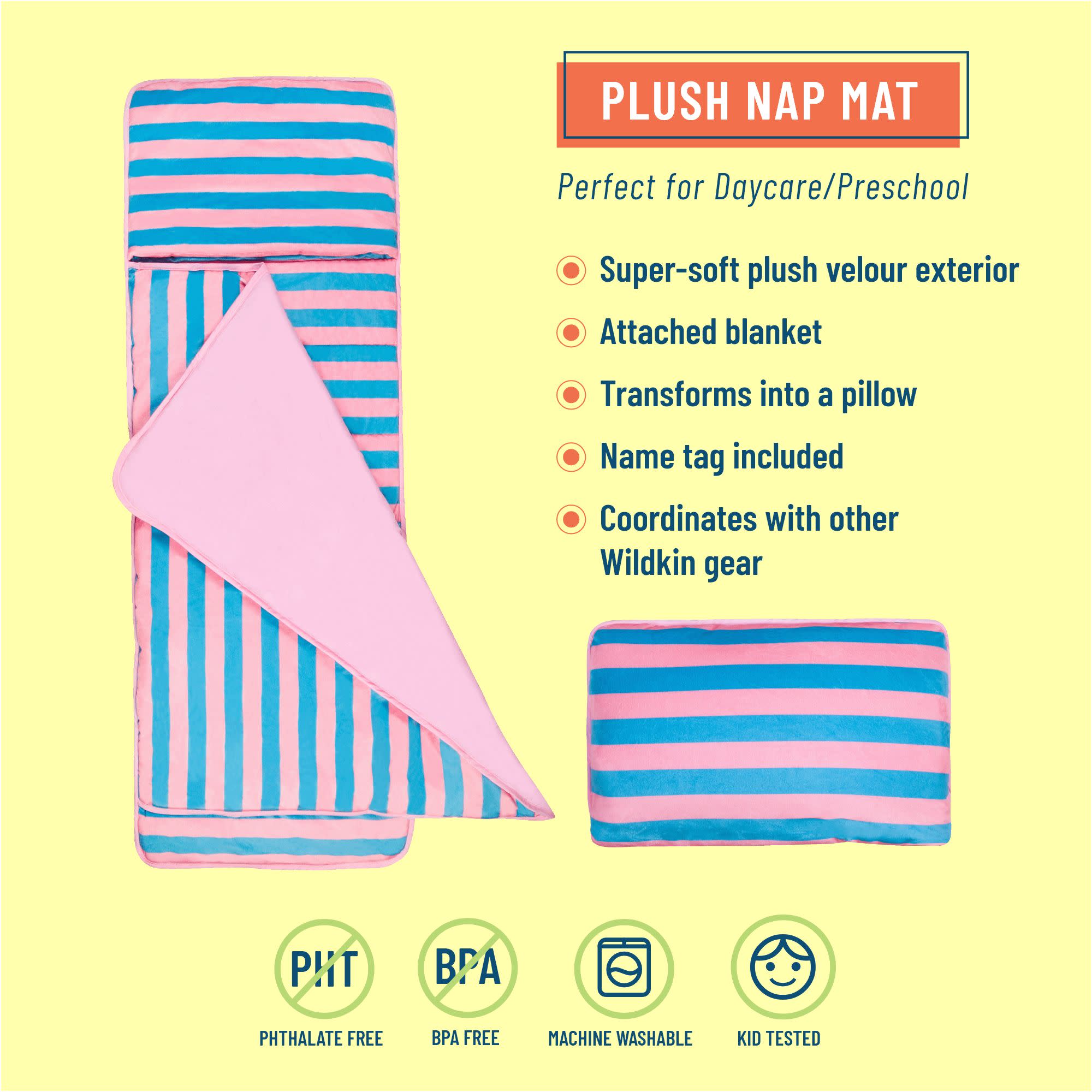 Pink Stripes Plush Nap Mat