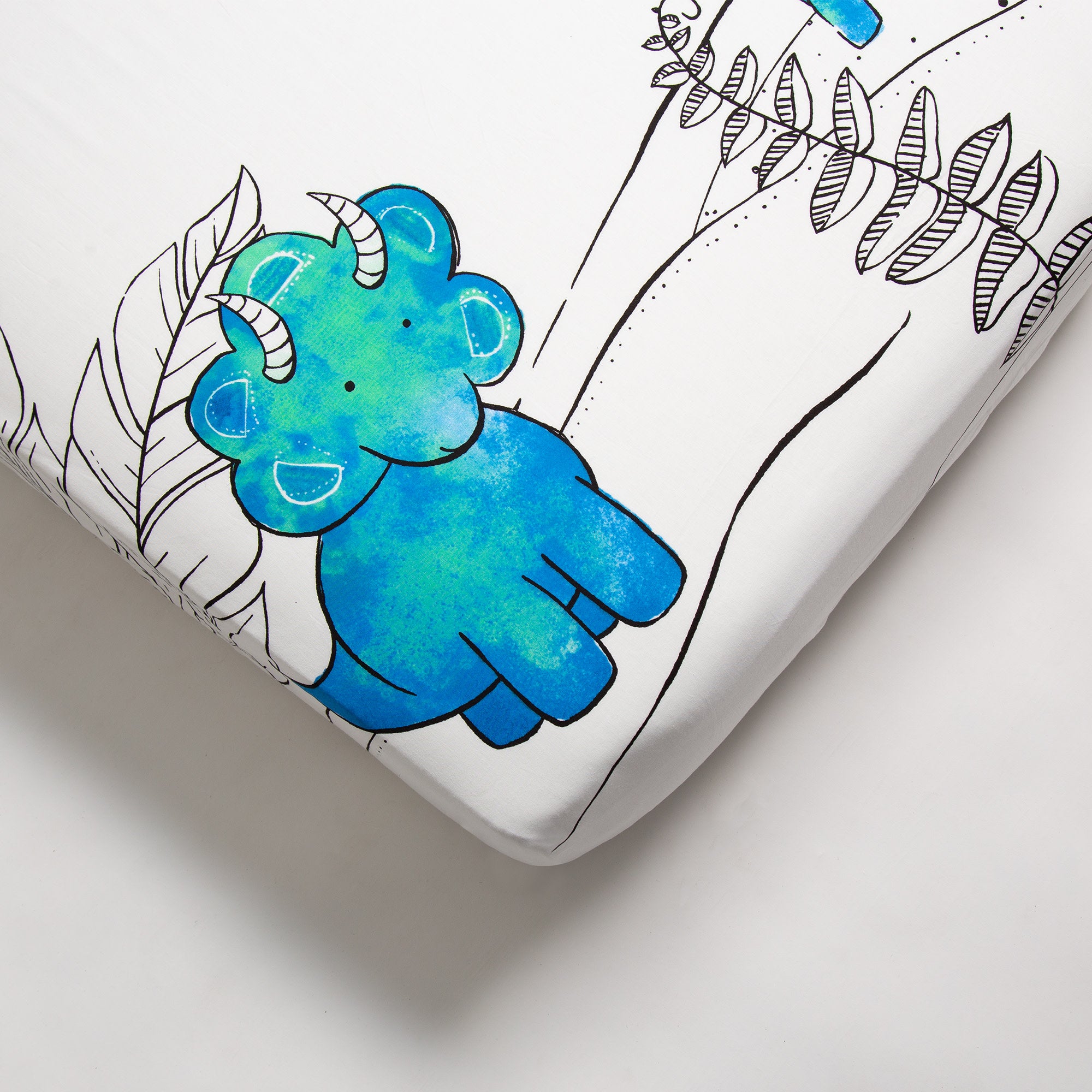 100% Cotton Fitted Crib Sheet - Blue Dinosaur