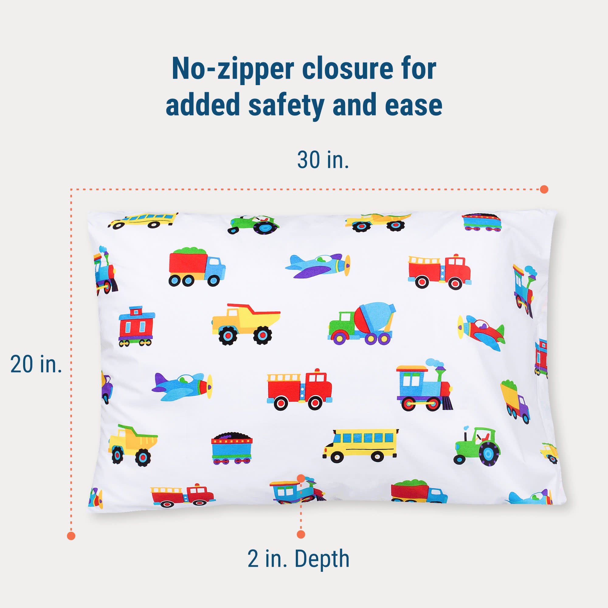 Trains, Planes & Trucks 100% Cotton Pillowcase - Standard