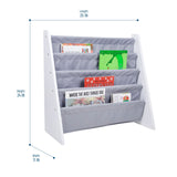 Premium Sling Bookshelf - White w/ Gray