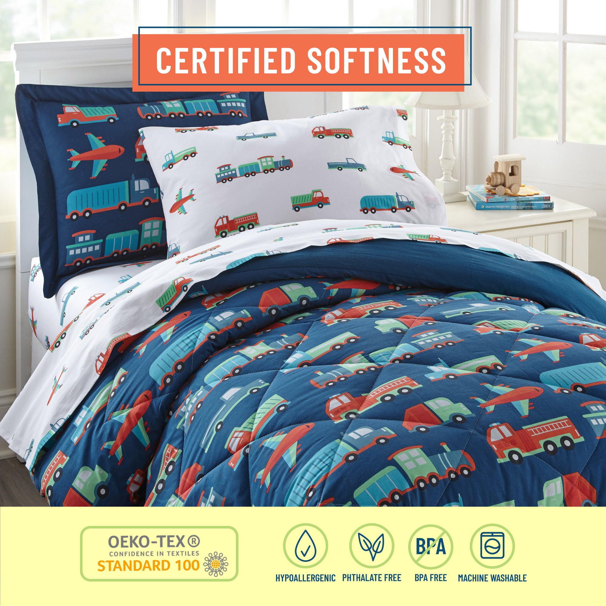 Transportation 100% Cotton Percale Sheet Set