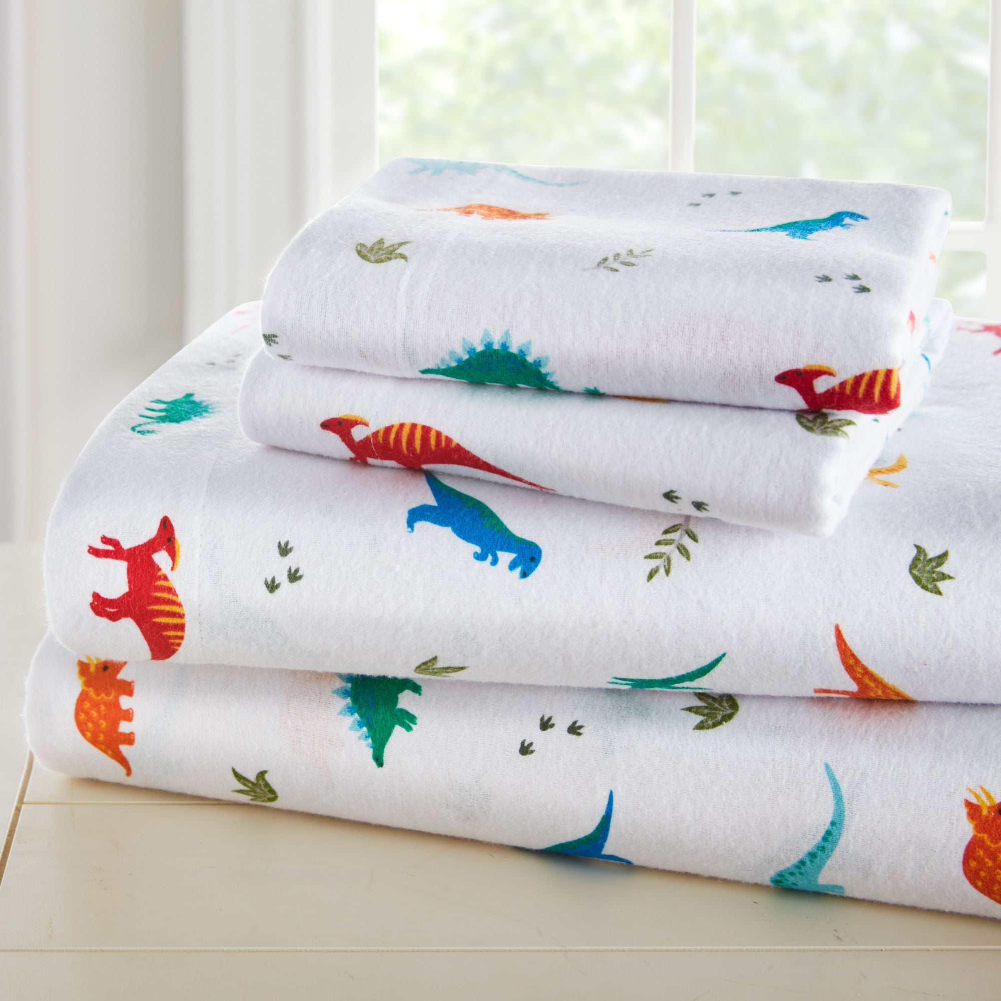 Jurassic Dinosaurs 100% Cotton Flannel Sheet Set - Full