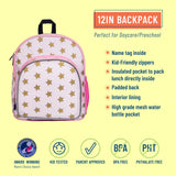 Pink and Gold Stars 12 Inch Backpack