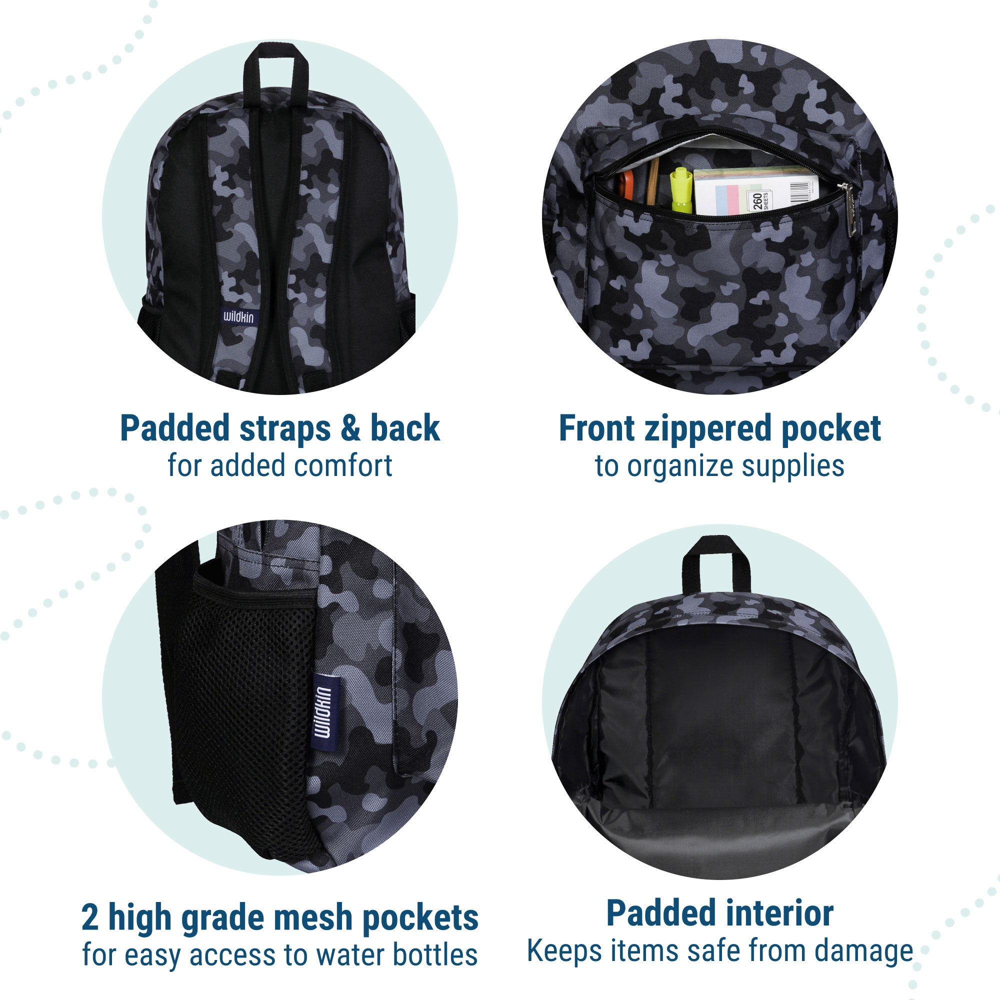 Black Camo 16 Inch Backpack