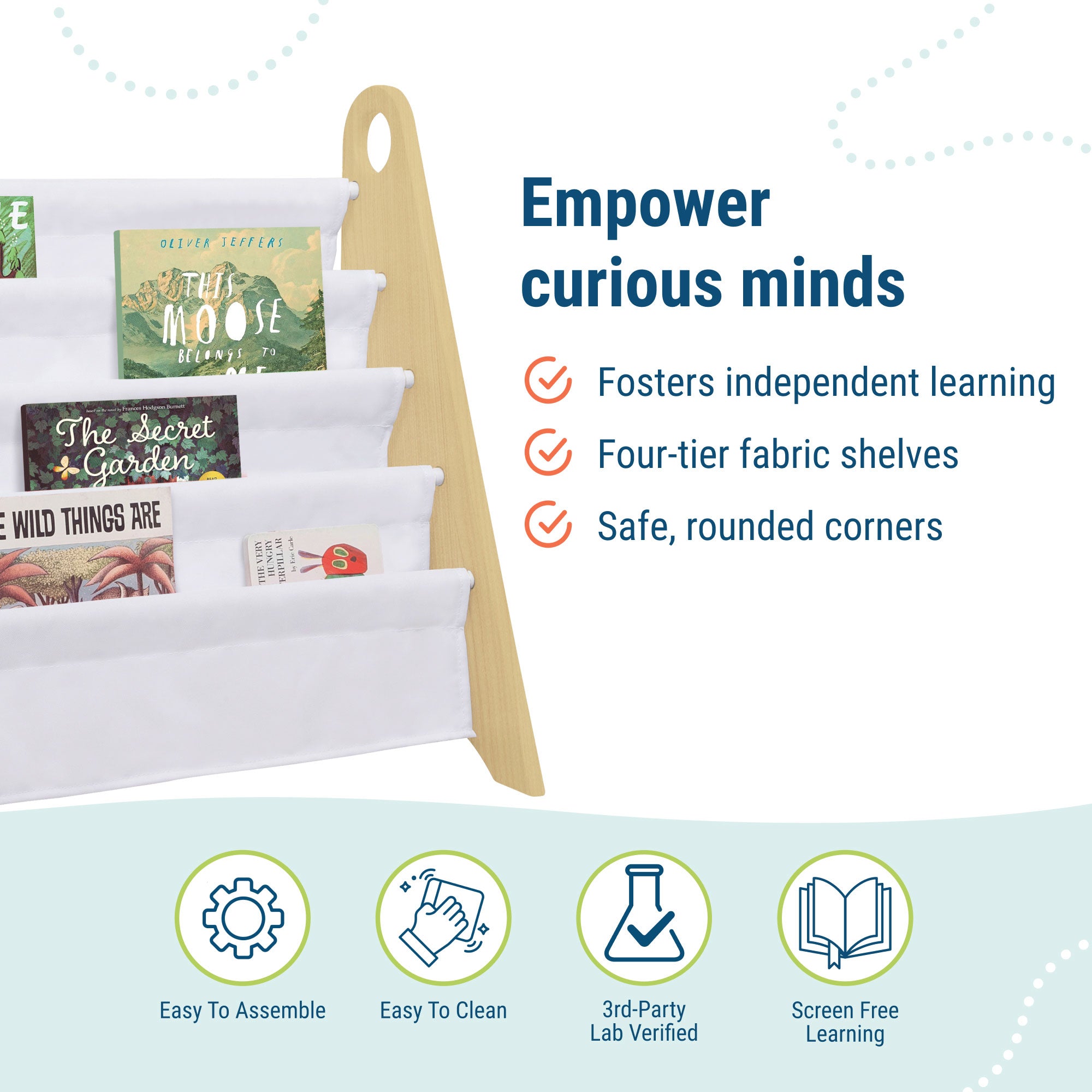 Modern Sling Bookshelf - Natural w/ White